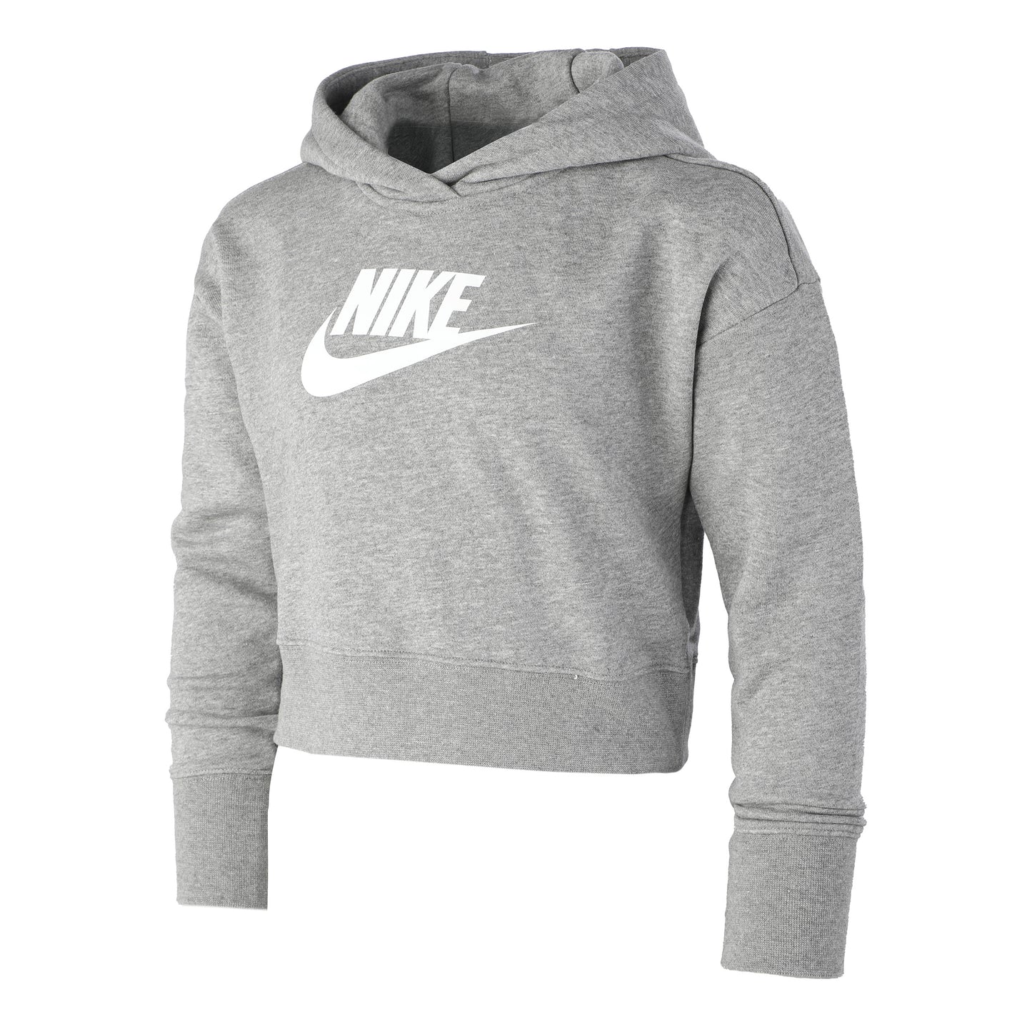 Nike French Terry Club Cropped Sudadera con capucha Chicas - gris, blanco Nike French Terry Club Cropped Sudadera con capucha Chicas - gris, blanco