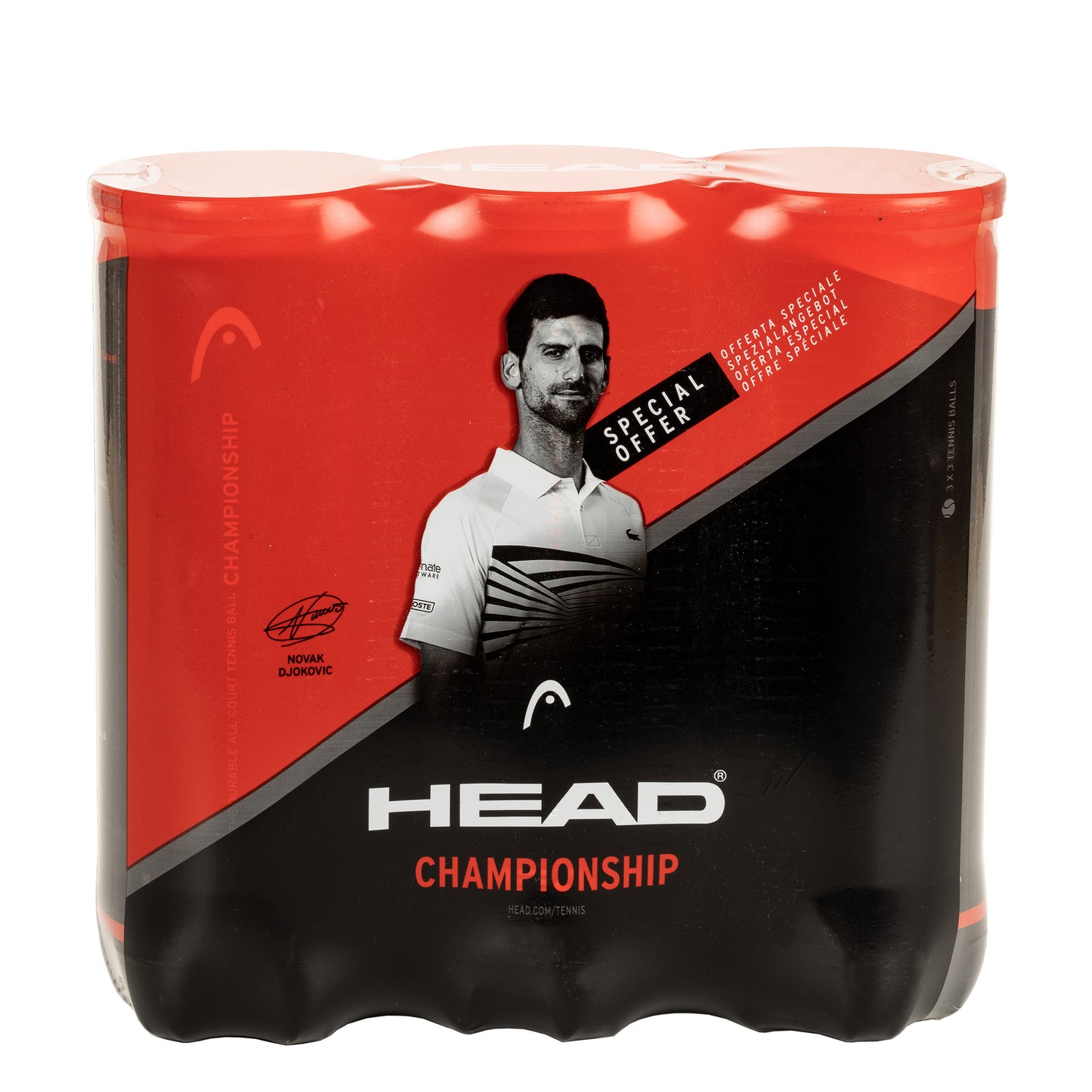 HEAD 3x Championship Novak Bote De 3 Pelotas HEAD 3x Championship Novak Bote De 3 Pelotas