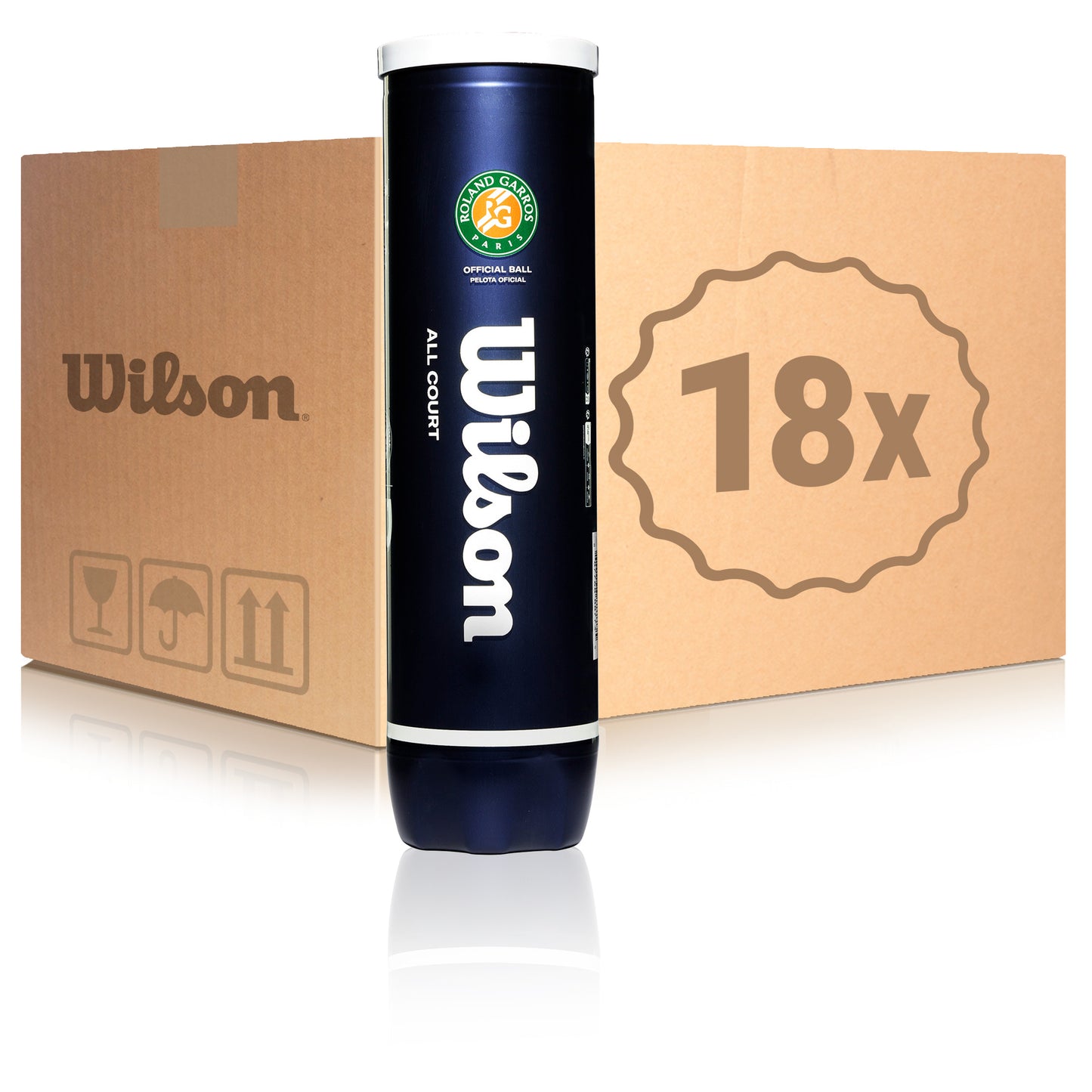 Wilson 18 botes de 4 pelotas Roland Garros All Court En caja Wilson 18 botes de 4 pelotas Roland Garros All Court En caja