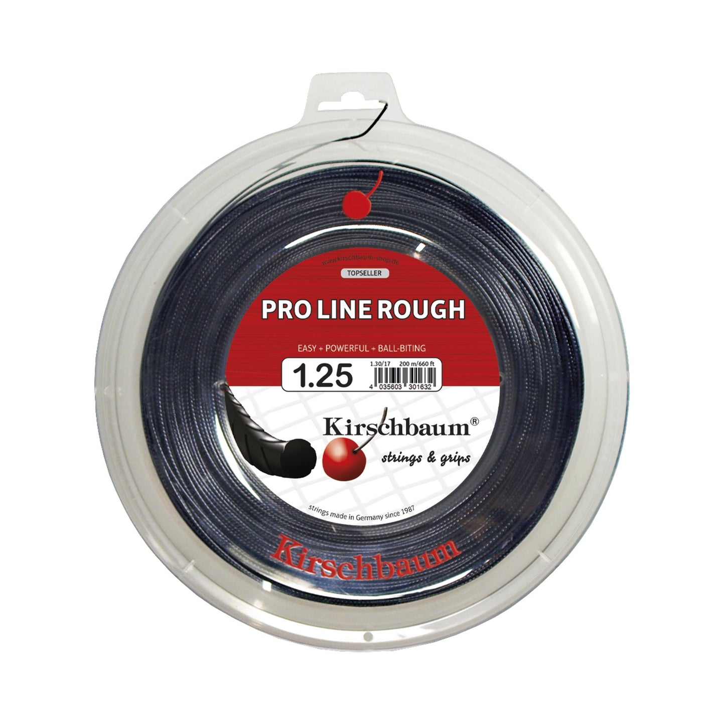 Kirschbaum Pro Line Rough Bobinas De Cordaje 200m-Negro Kirschbaum Pro Line Rough Bobinas De Cordaje 200m-Negro