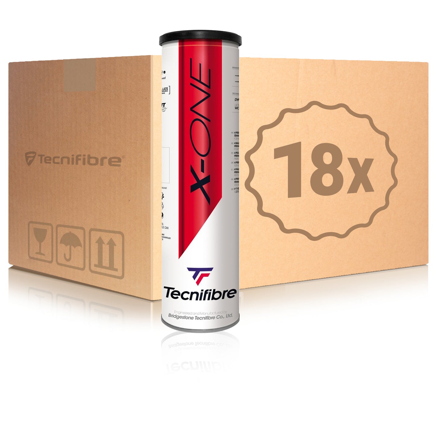 Tecnifibre 18 botes de 4 pelotas X-One En caja Tecnifibre 18 botes de 4 pelotas X-One En caja