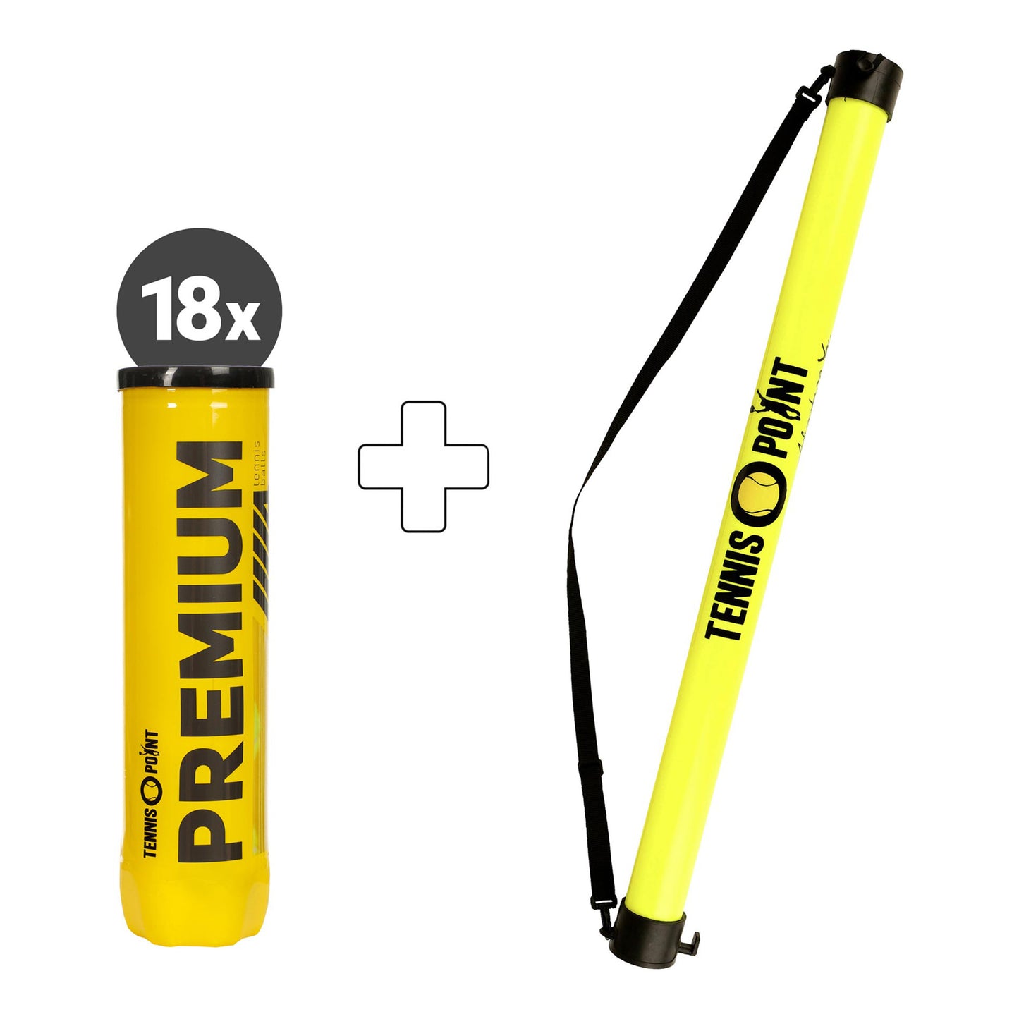 Tennis-Point 18 botes de 4 pelotas Premium Más tubo recogepelotas Tennis-Point 18 botes de 4 pelotas Premium Más tubo recogepelotas