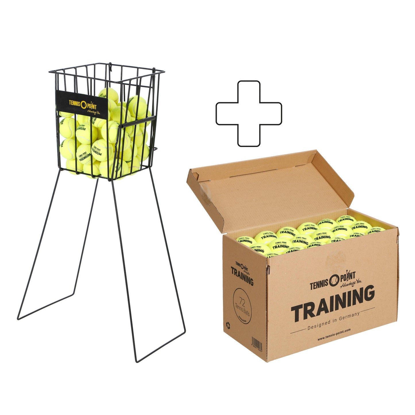 Tennis-Point Caja de 72 Training Más cesta de pelotas Tennis-Point Caja de 72 Training Más cesta de pelotas