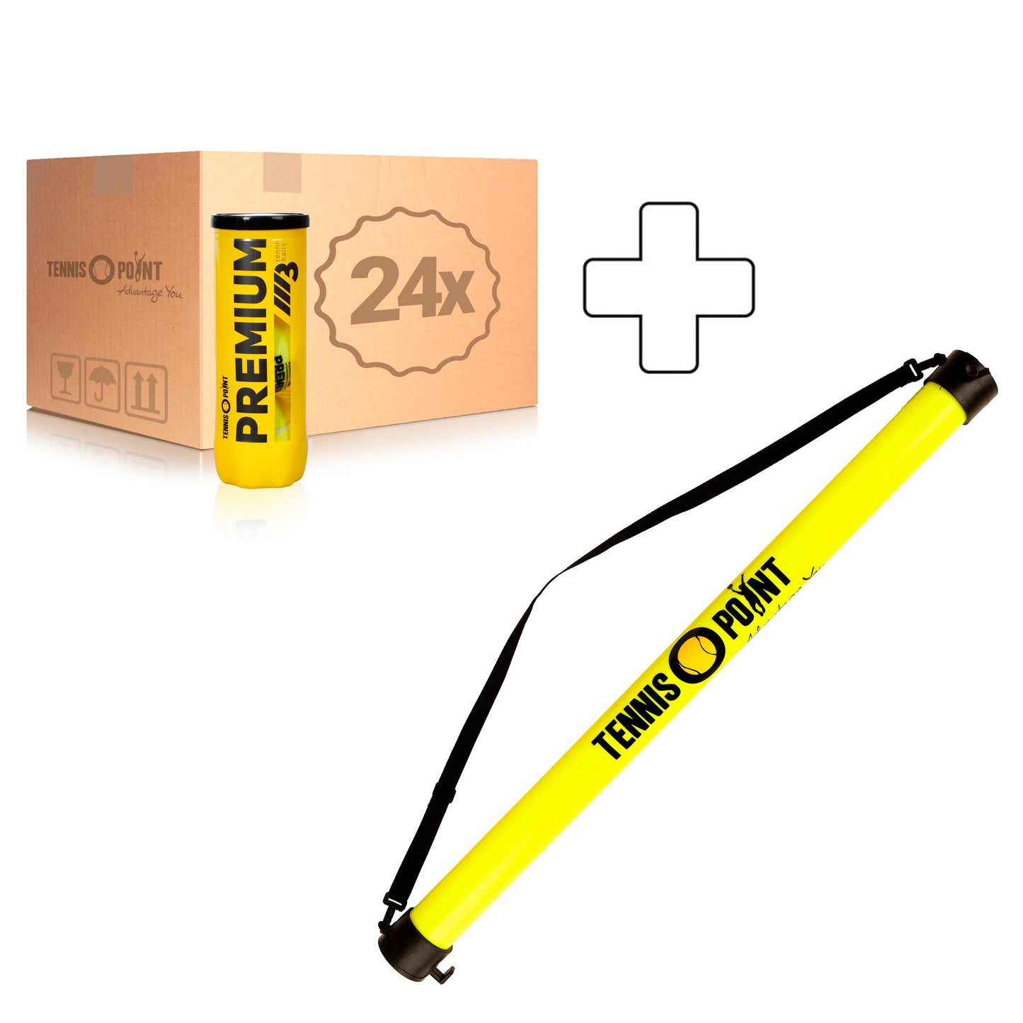 Tennis-Point 24 botes de 3 pelotas Premium Más tubo recogepelotas Tennis-Point 24 botes de 3 pelotas Premium Más tubo recogepelotas