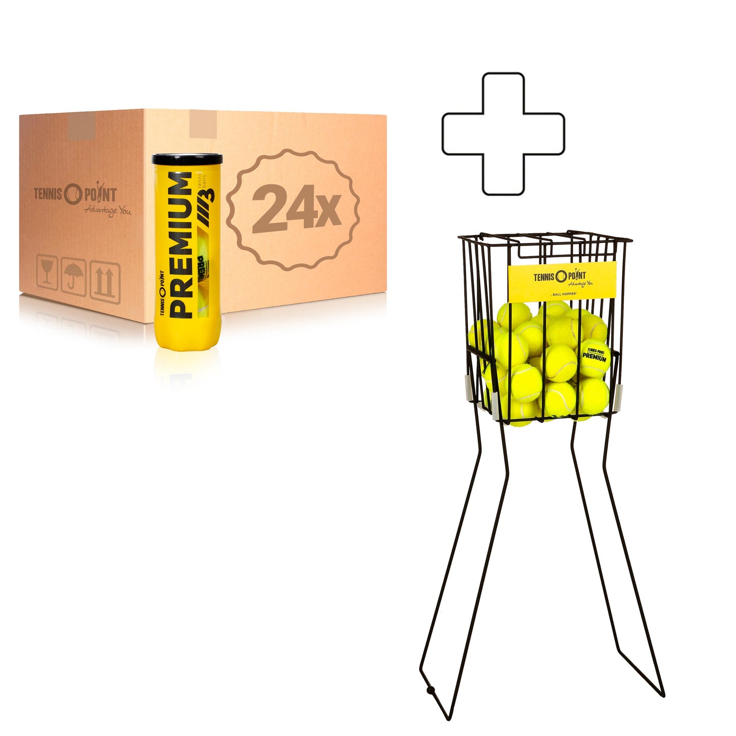 Tennis-Point 24 botes de 3 pelotas Premium Más cesta de pelotas Tennis-Point 24 botes de 3 pelotas Premium Más cesta de pelotas