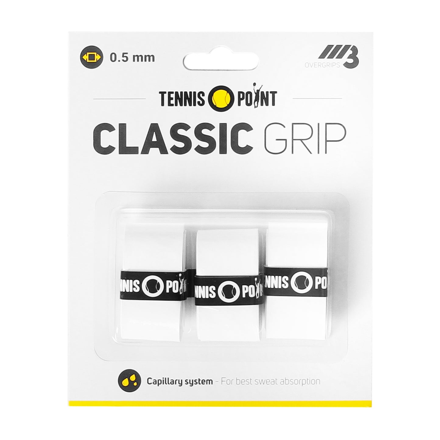 Tennis-Point Classic Grip Pack de 3 - blanco Tennis-Point Classic Grip Pack de 3 - blanco