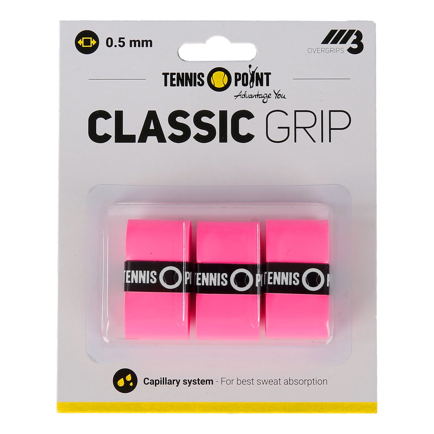Tennis-Point Classic Grip Pack de 3 - rosa Tennis-Point Classic Grip Pack de 3 - rosa