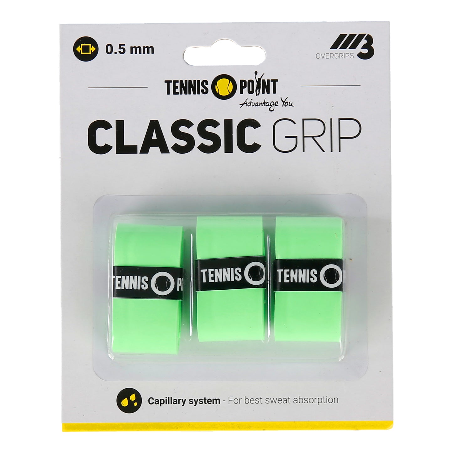Tennis-Point Classic Grip Pack de 3 - verde Tennis-Point Classic Grip Pack de 3 - verde