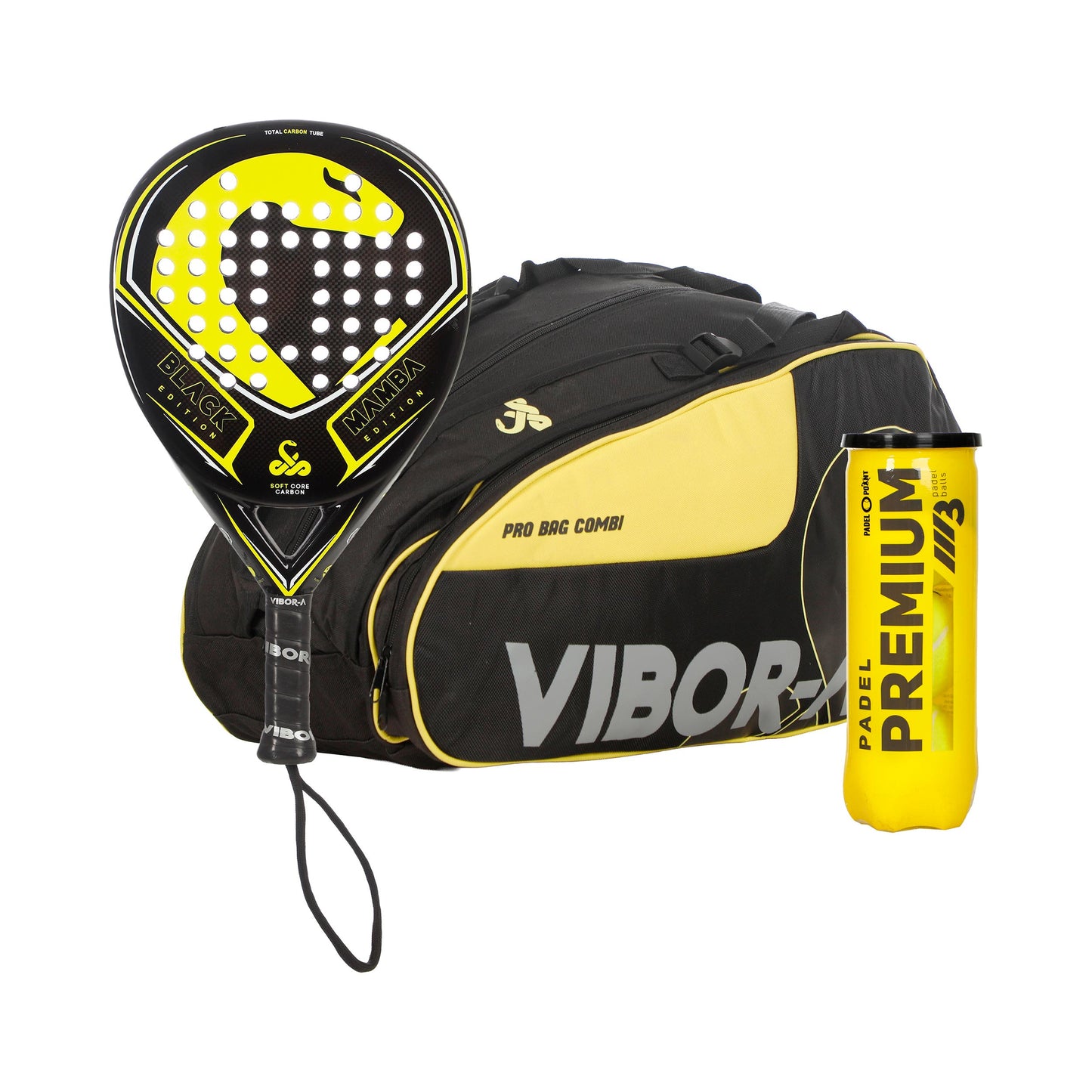 Vibora Pack de 3 Black Mamba Classic Edition Más raquetera, Más tubo de pelotas Vibora Pack de 3 Black Mamba Classic Edition Más raquetera, Más tubo de pelotas