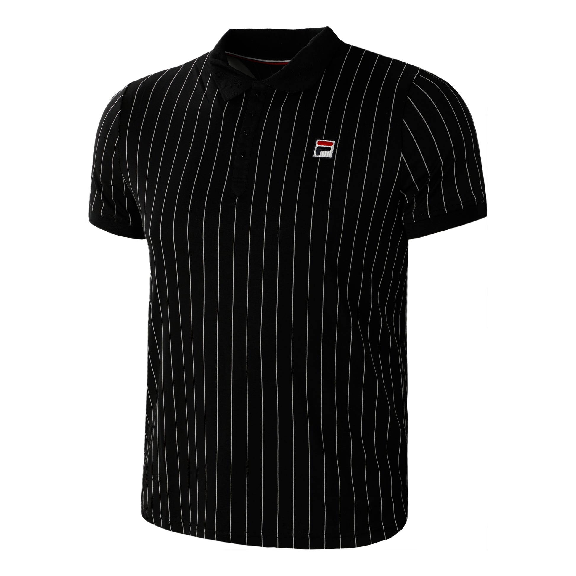 Fila Stripes Polo Hombres-Negro,Blanco
