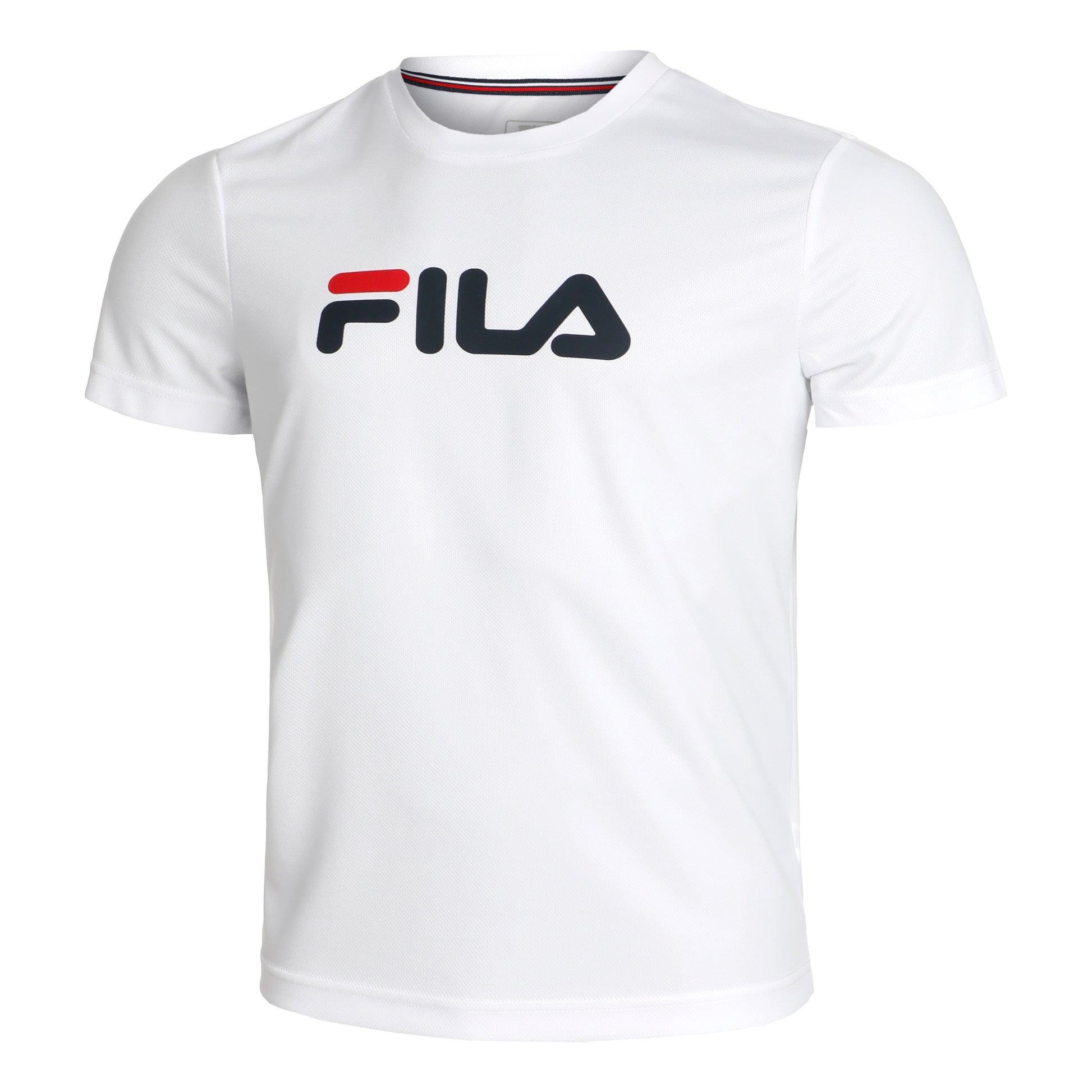 Fila Logo Camiseta De Manga Corta Hombres-Blanco,Azul Oscuro