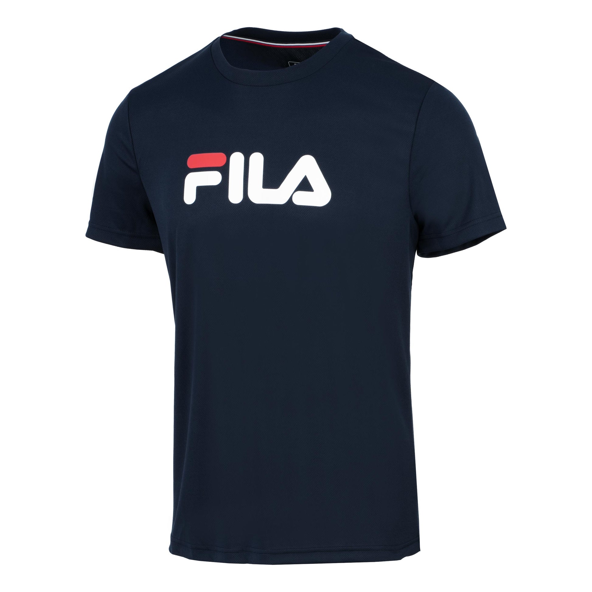 Fila Logo Camiseta De Manga Corta Hombres-Azul Oscuro,Blanco