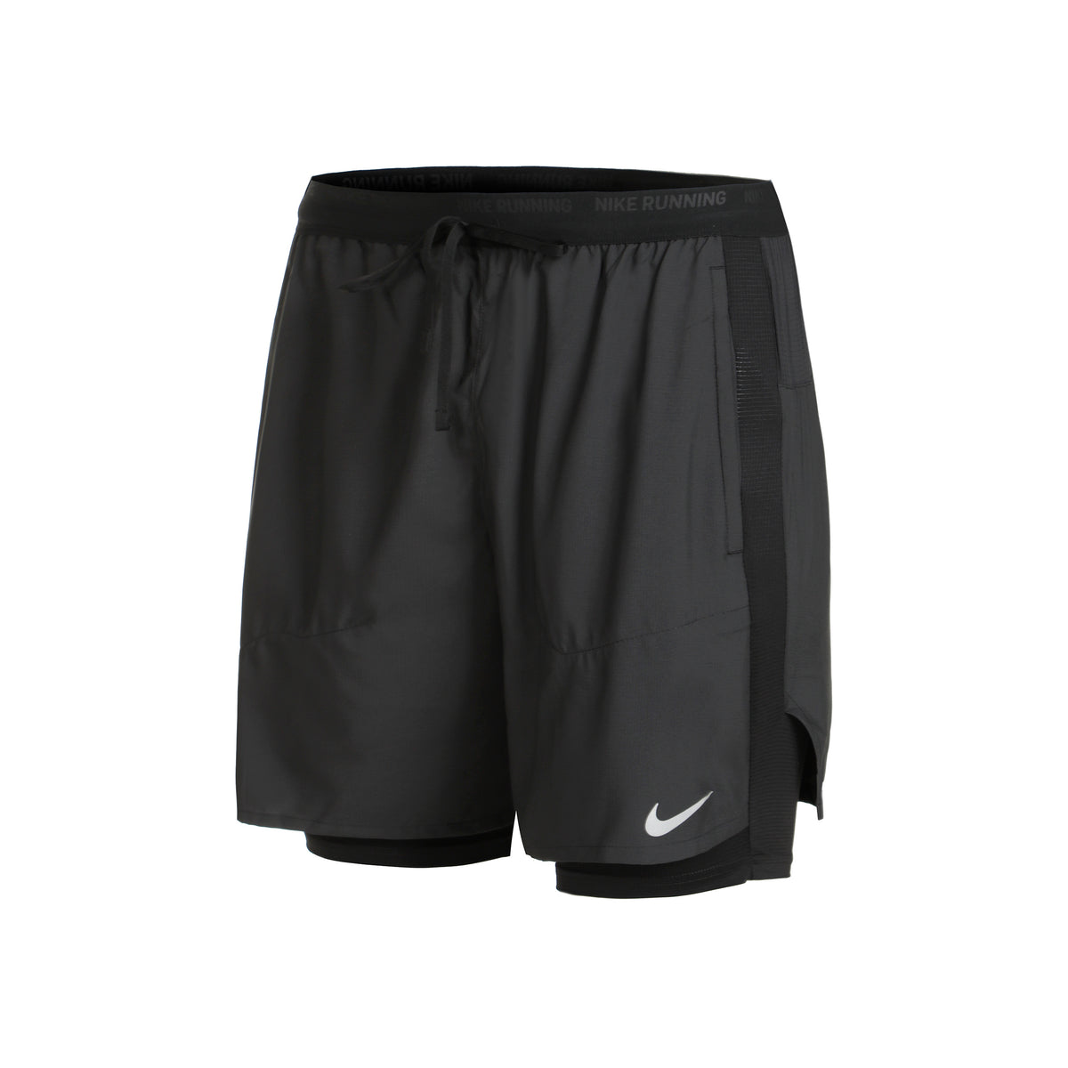 Nike Dri-Fit Stride Hybrid 5in 2in1 Pantalones Cortos Hombres-Negro,Gris
