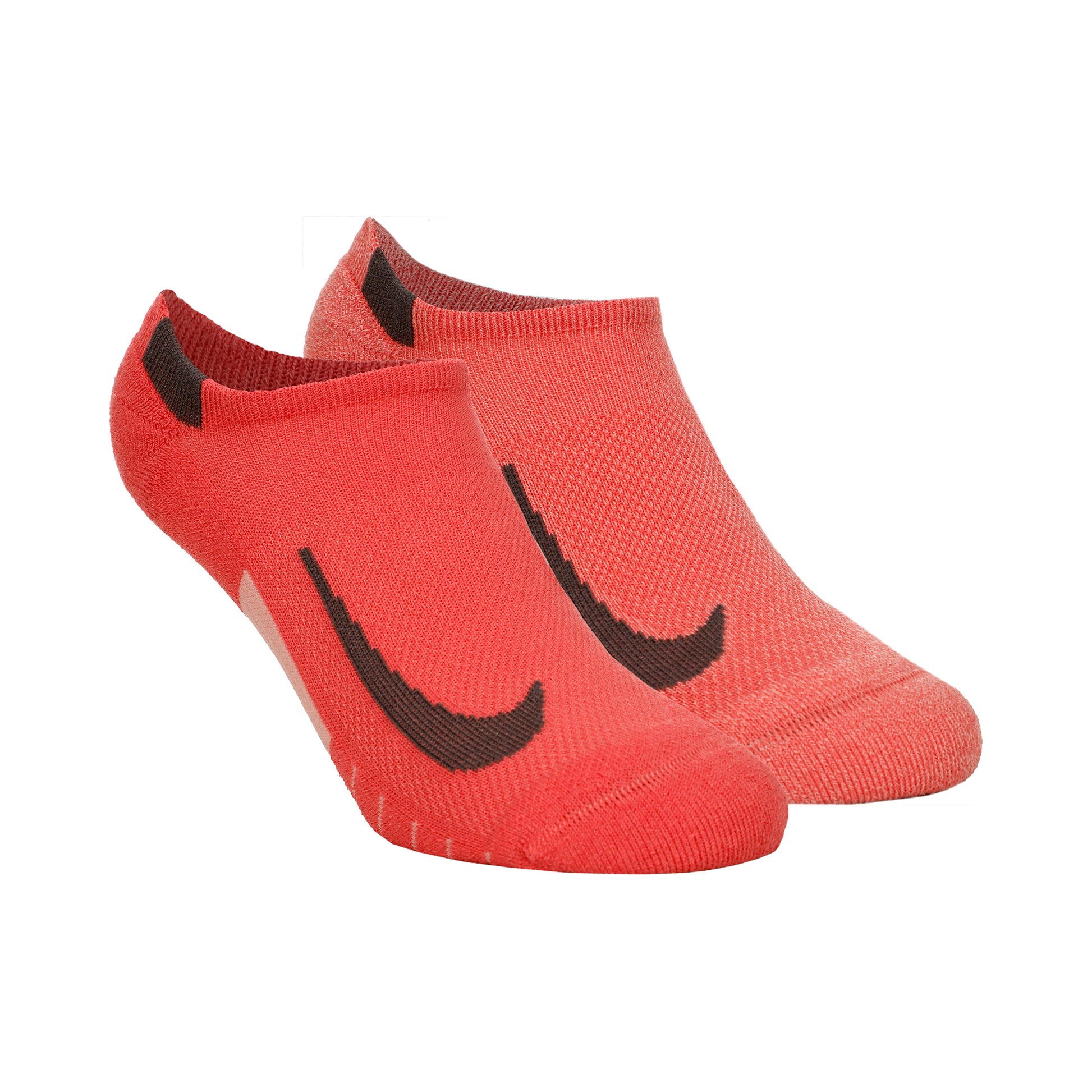 Nike Dri-Fit Multiplier No-Show Socks Calcetines para correr Pack de 2 Unisex - rojo, naranja