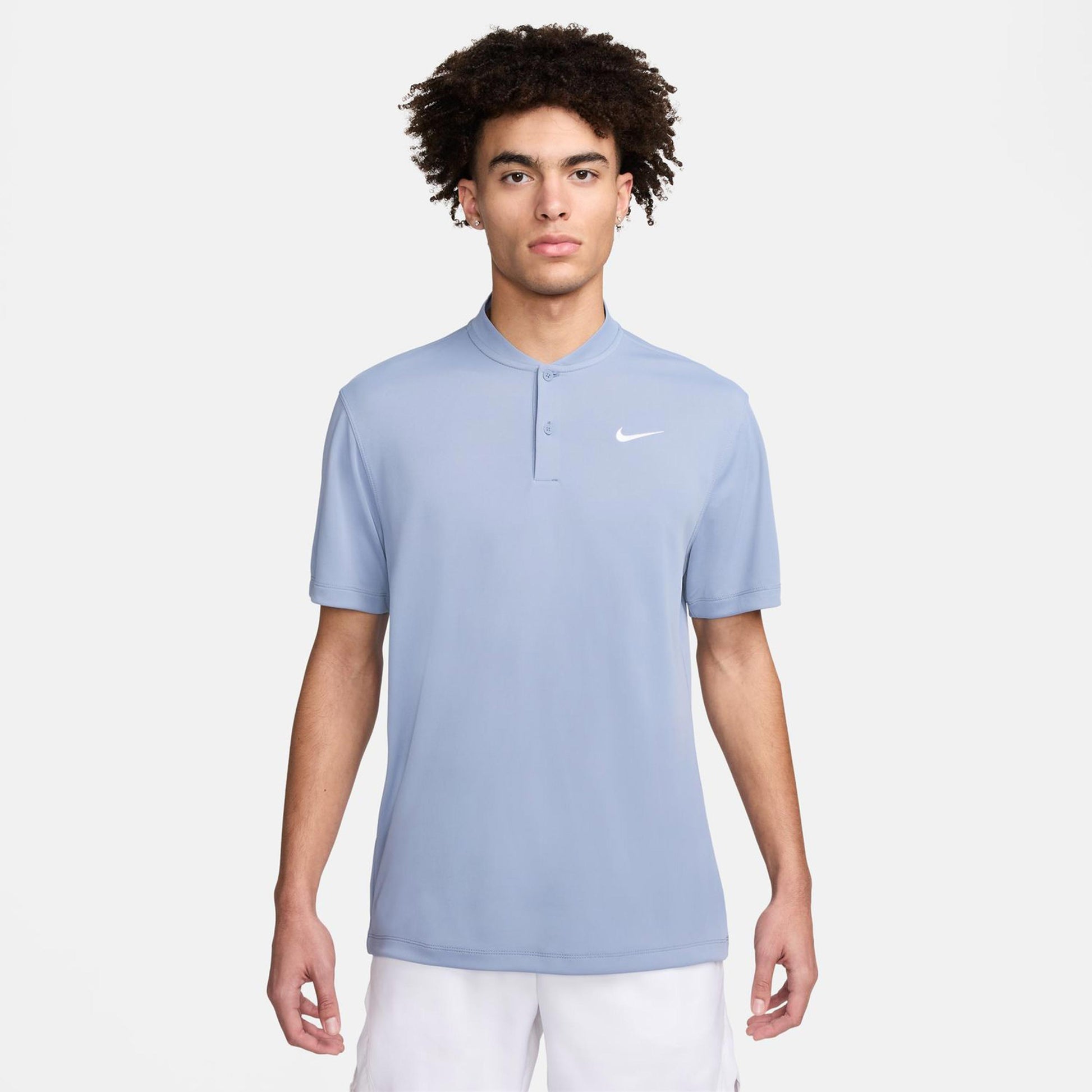 Nike Dri-Fit Court Blade Solid Polo Hombres - azul-gris,