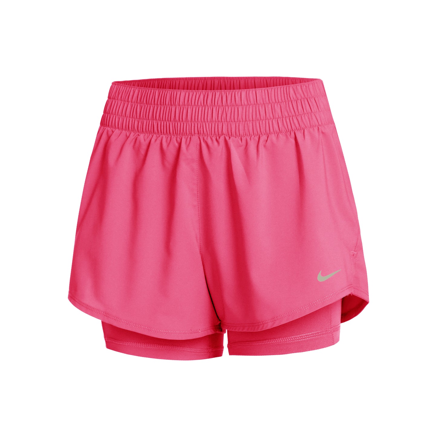 Nike Dri-Fit One Mid Rise 2in1 3in Shorts Mujeres - rosa, plateado