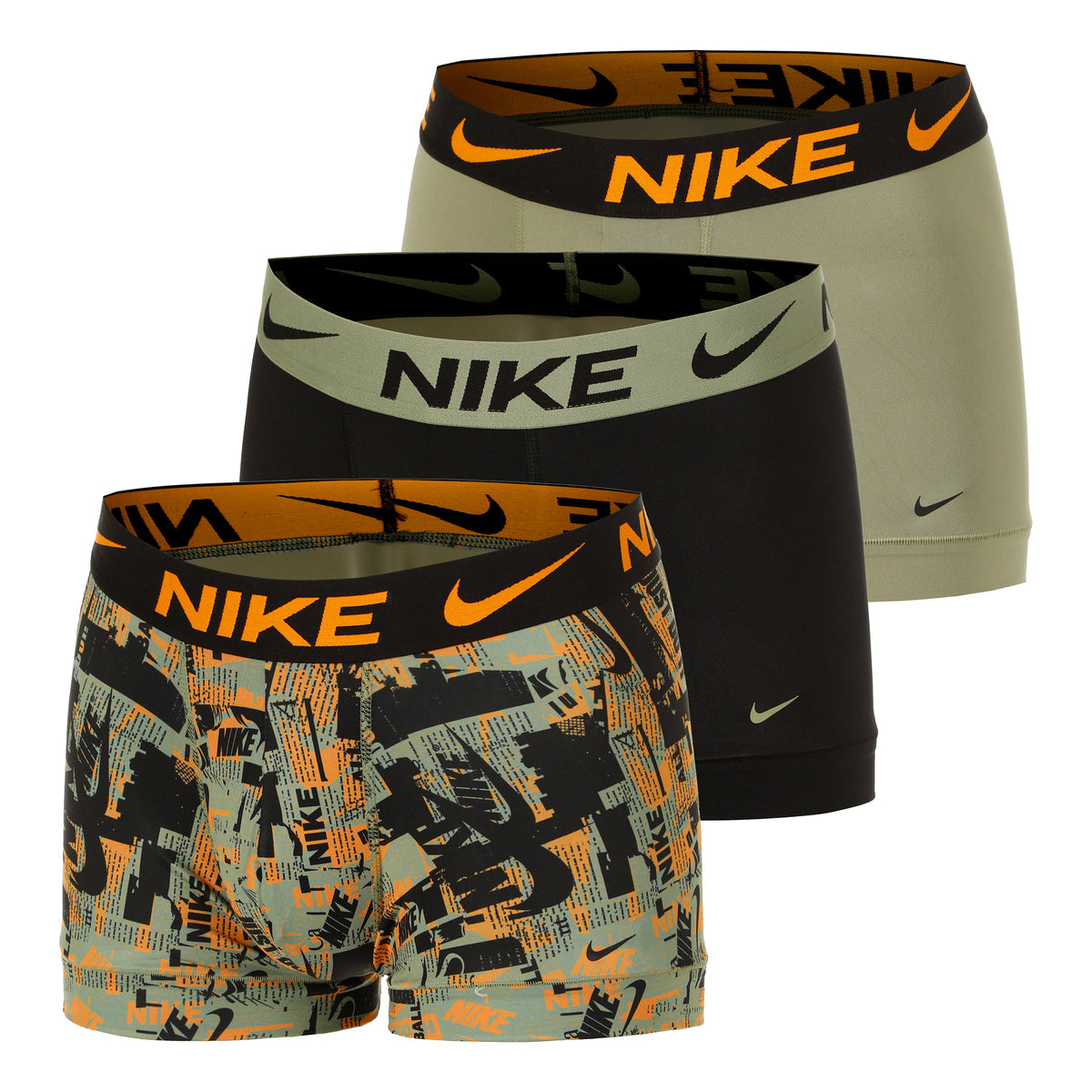 Nike Essential Micro Calzoncillos tipo bóxer Pack de 3 Hombres - oliva, negro