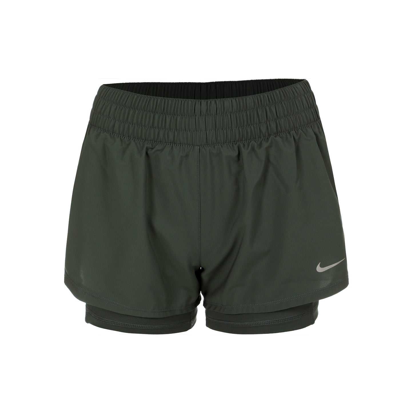 Nike Dri-Fit One Mid Rise 2in1 3in Shorts Mujeres - verde, plateado