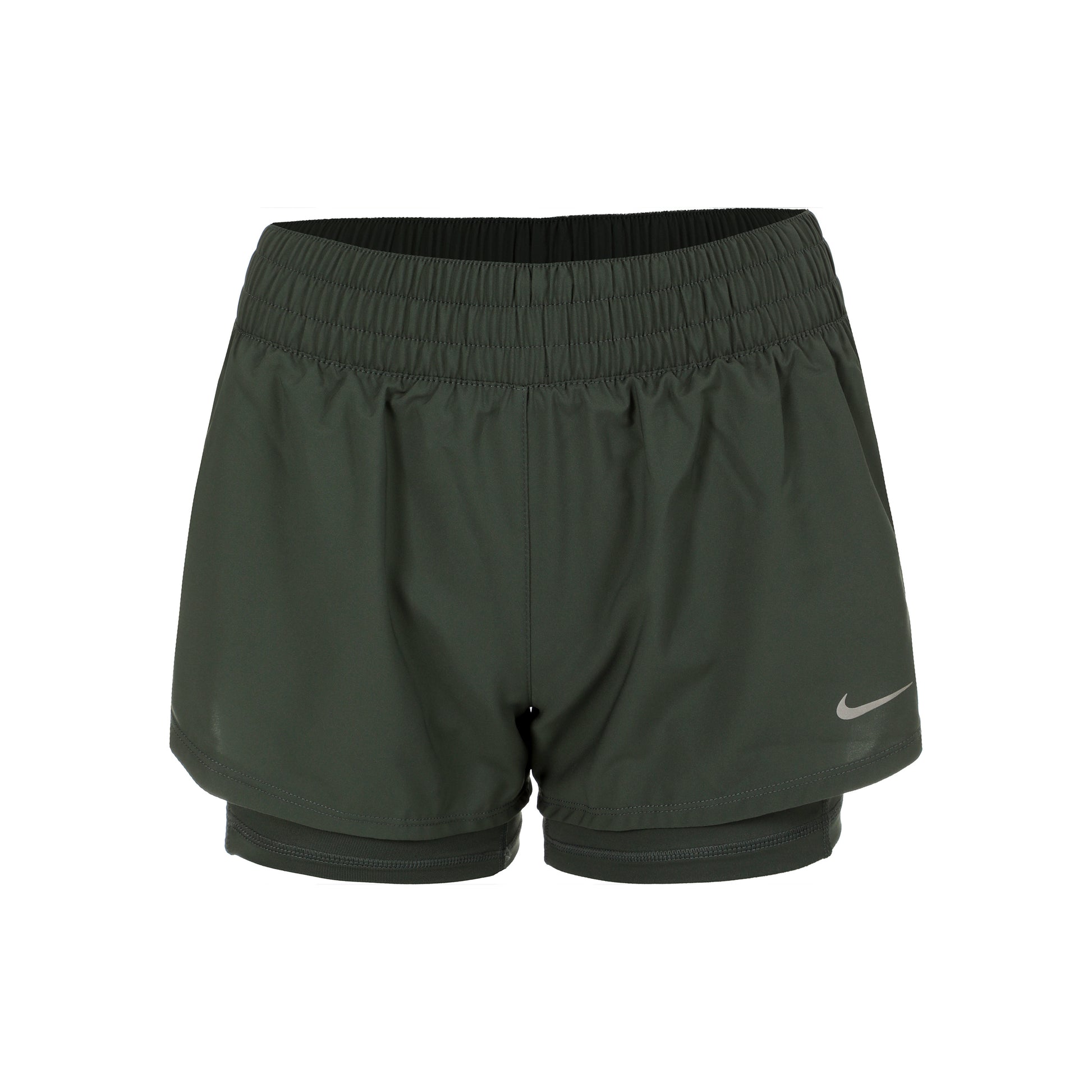 Nike Dri-Fit One Mid Rise 2in1 3in Shorts Mujeres - verde, plateado