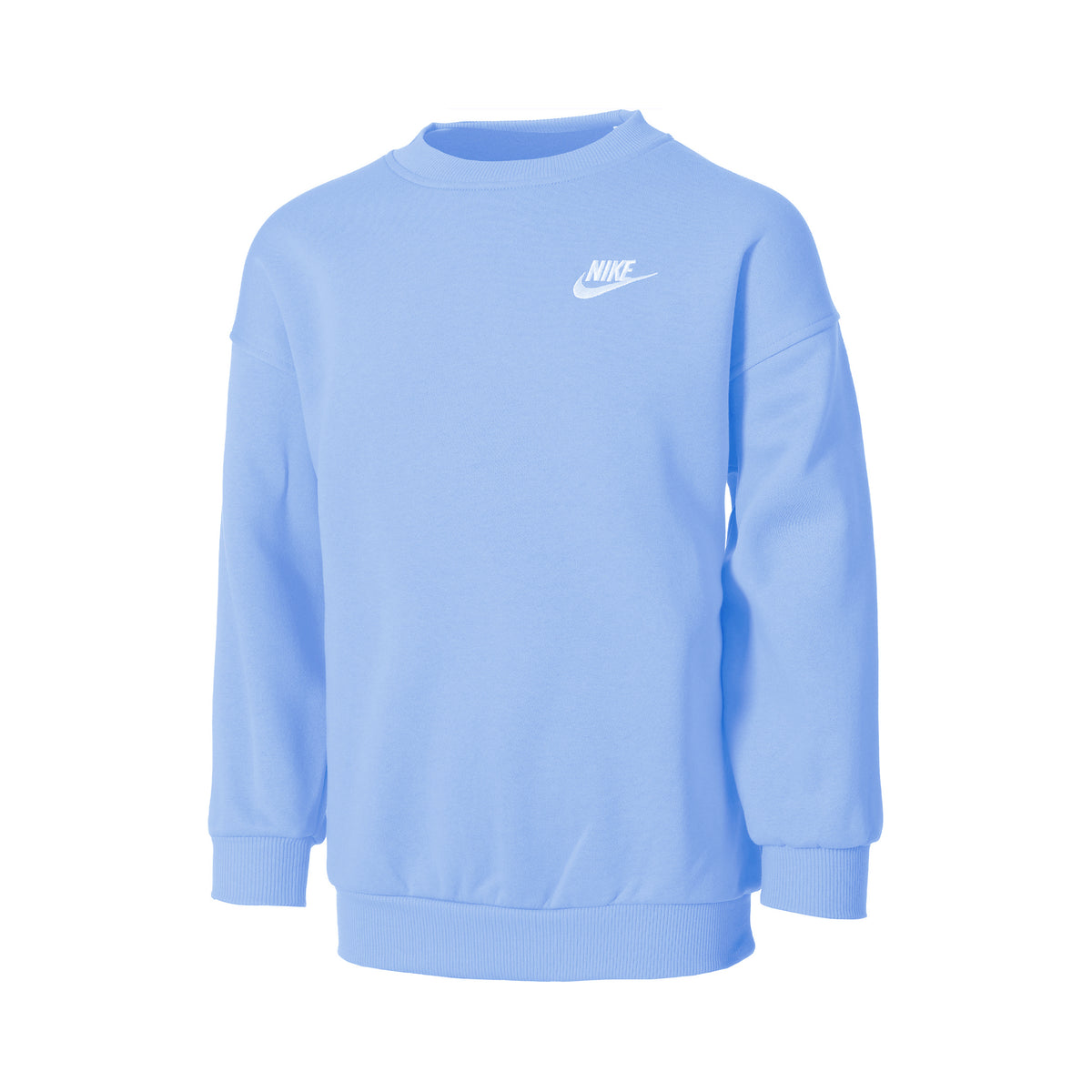 Nike Sportswear Club Fleece Oversized Crew Sudadera Chicas - azul claro, blanco