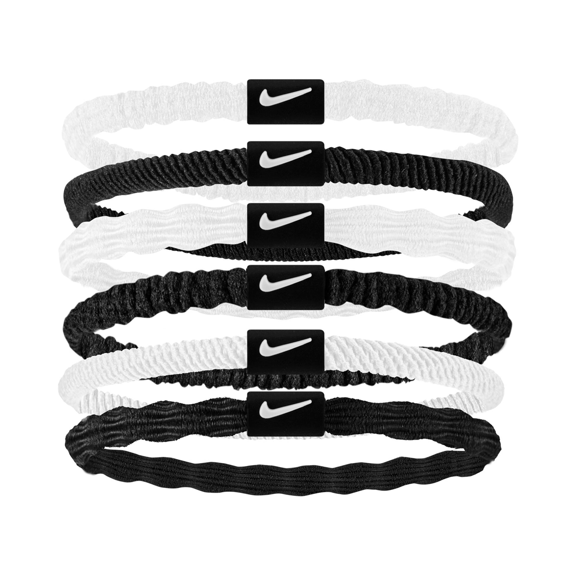 Nike Flex Hair Tie Cinta Para El Pelo Pack De 6-Blanco,Negro