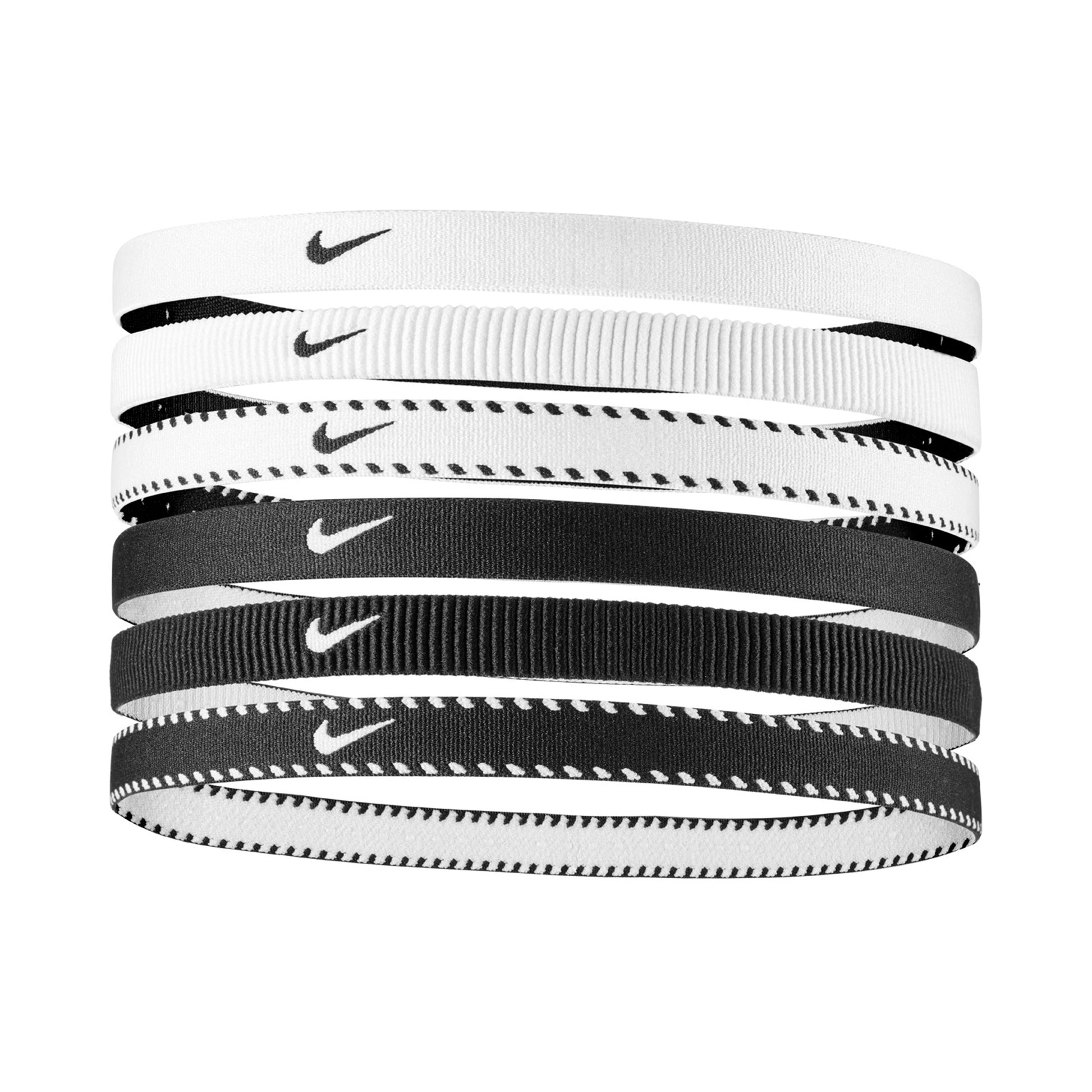 Nike Nike Flex Classic Cinta Para El Pelo Pack De 6-Blanco,Negro
