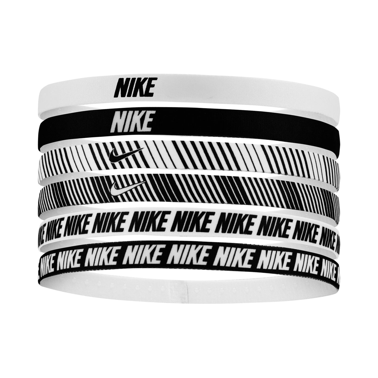 Nike Nike Flex Classic Printed Cinta Para El Pelo Pack De 6-Blanco,Negro