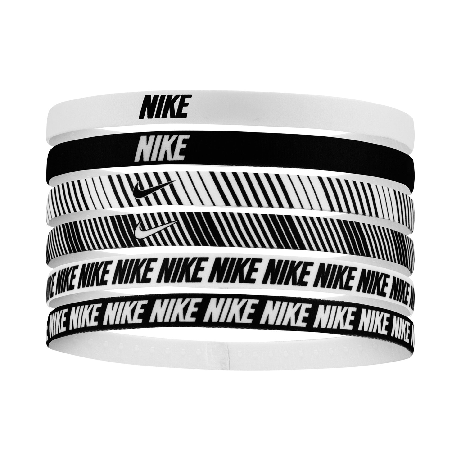 Nike Nike Flex Classic Printed Cinta Para El Pelo Pack De 6-Blanco,Negro