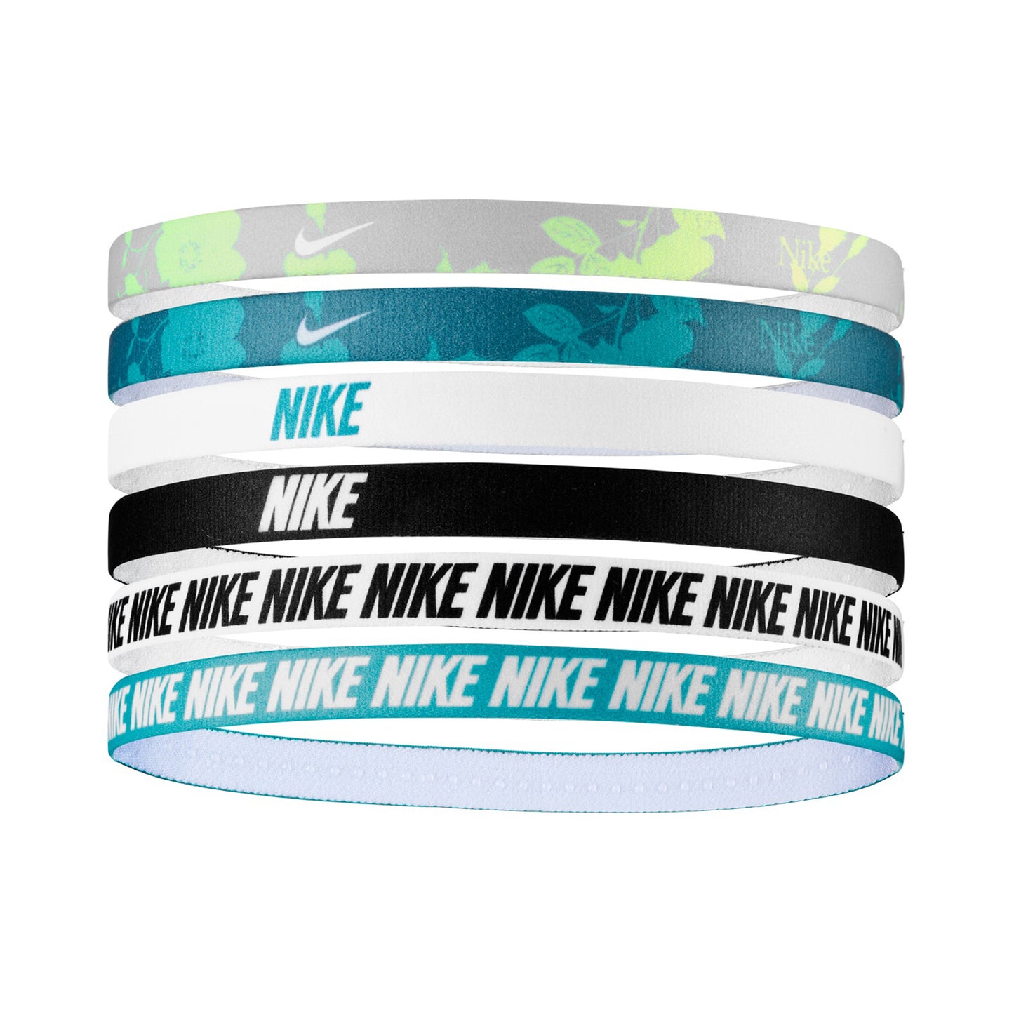 Nike Nike Flex Classic Printed Cinta Para El Pelo Pack De 6-Amarillo,Verde
