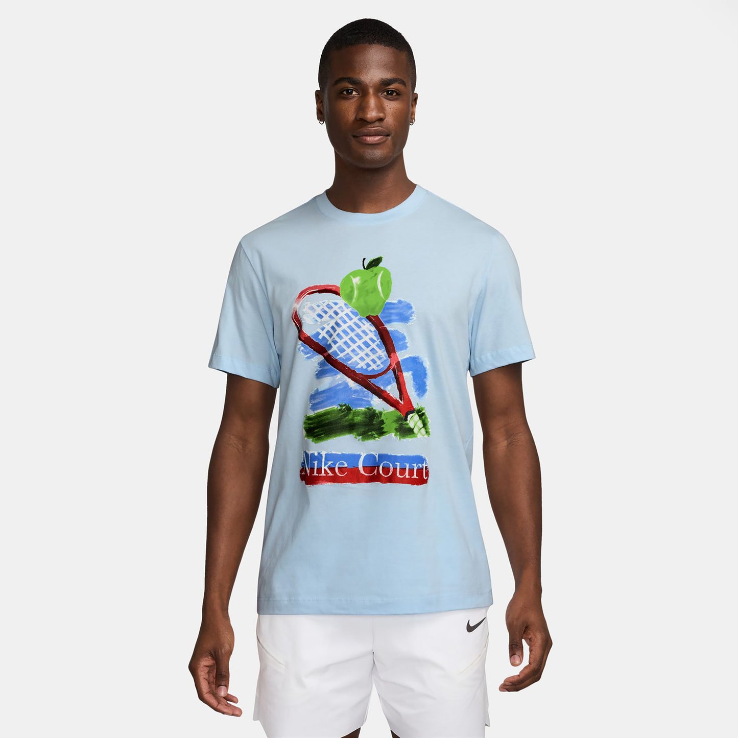 Nike Court Camiseta De Manga Corta Hombres-Azul Claro,Multicolor