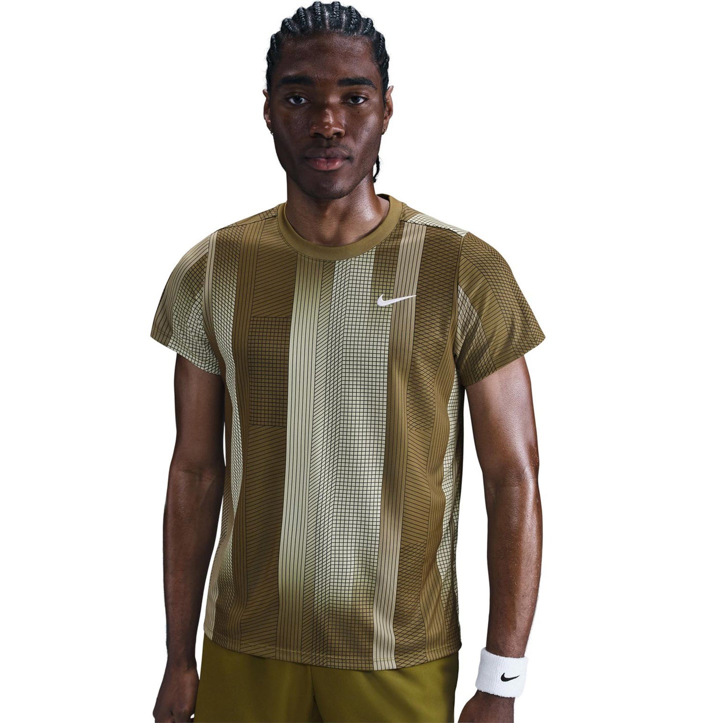 Nike Court Dri-Fit Victory Print Camiseta De Manga Corta Hombres-Oliva