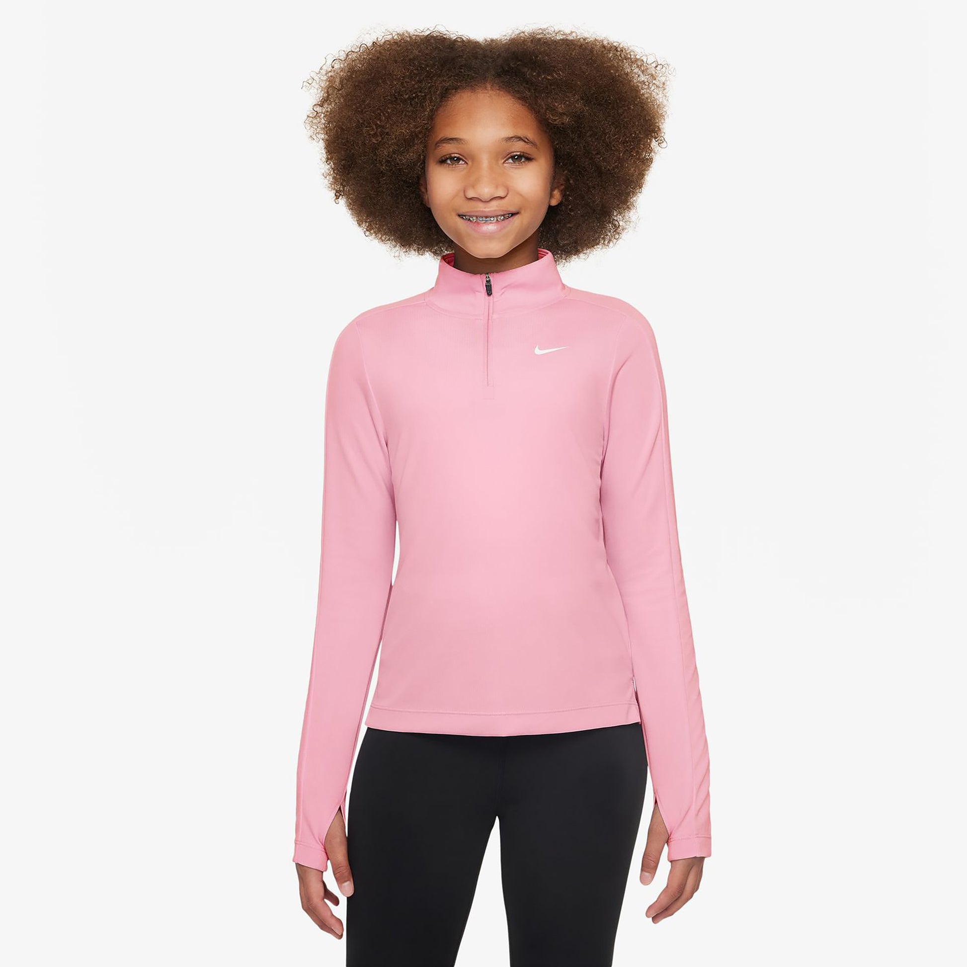 Nike Dri-Fit Half-Zip Camiseta De Manga Larga Chicas-Rosa