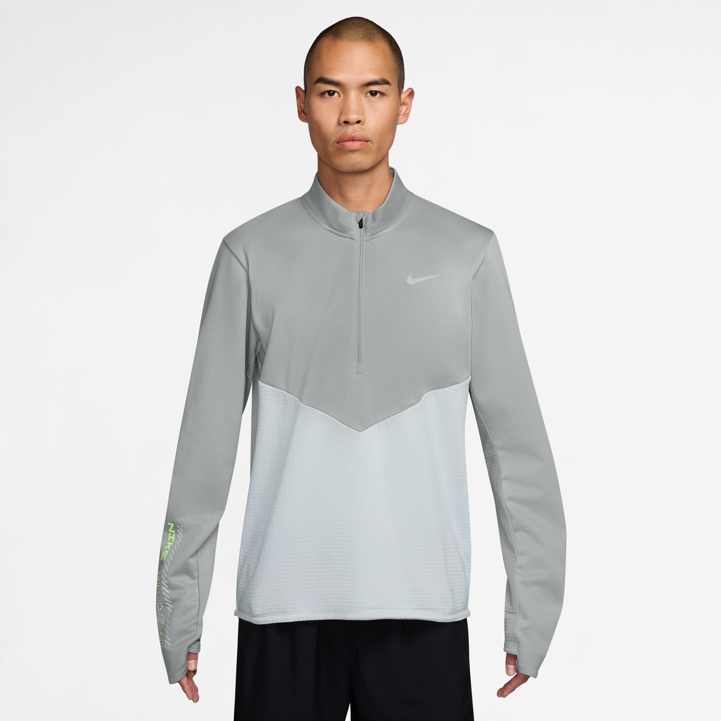 Nike Pacer Winterized Half-Zip Camiseta de running Hombres - gris, plateado