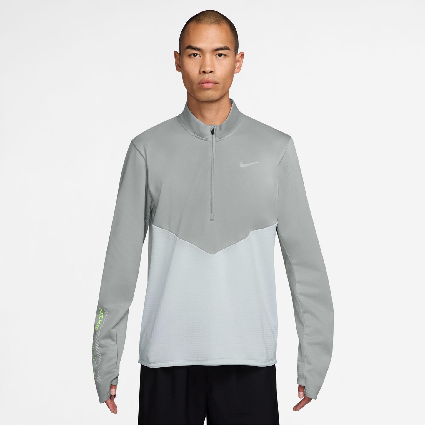 Nike Pacer Winterized Half-Zip Camiseta de running Hombres - gris, plateado