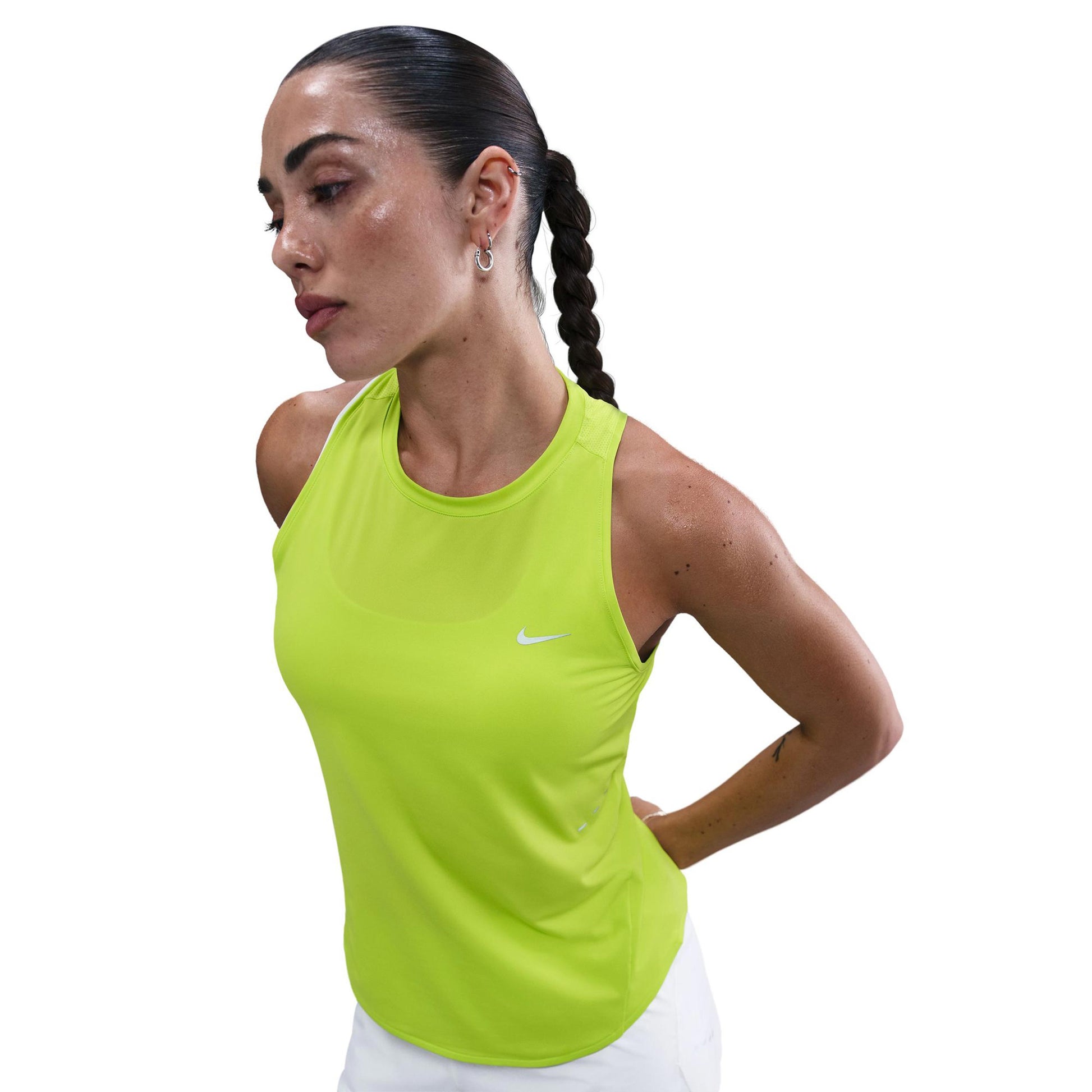 Nike Swift Top de running Mujeres - amarillo neón, plateado