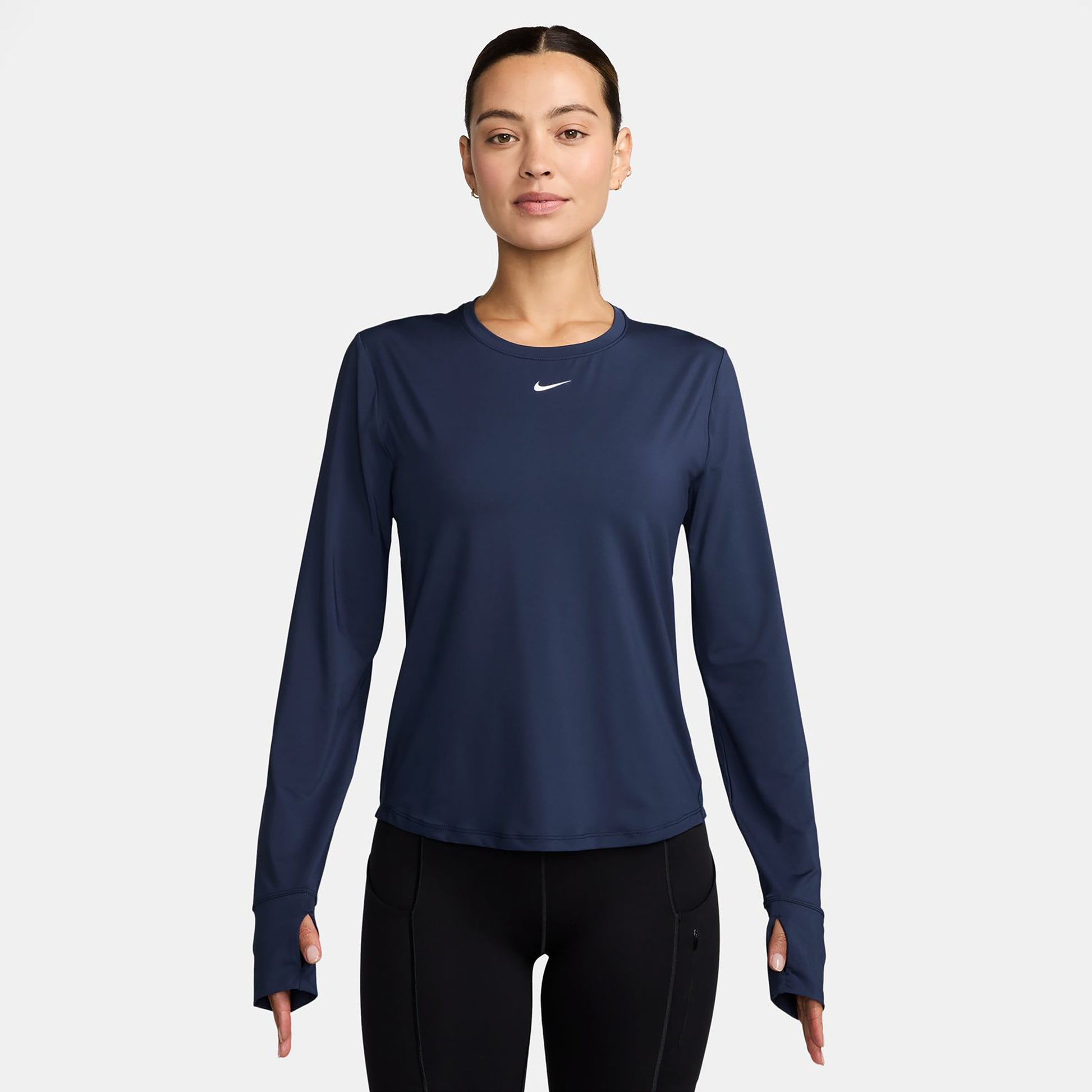 Nike One Classic Dri-FIT Camiseta de manga larga Mujeres - azul oscuro, blanco