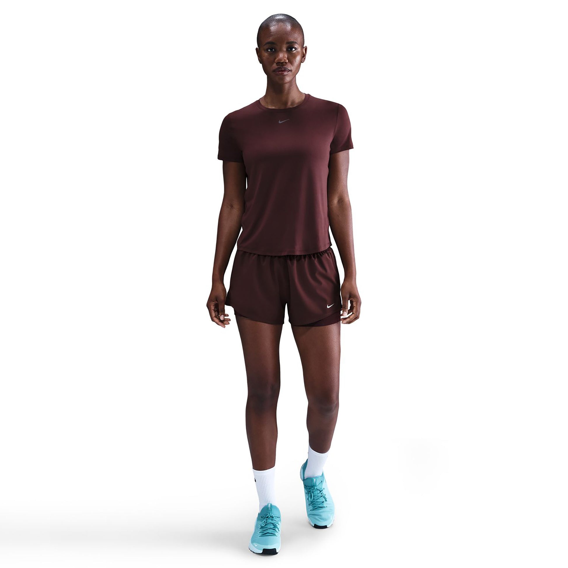 Nike Dri-Fit One Mid Rise 2in1 3in Shorts Mujeres - rojo oscuro, plateado