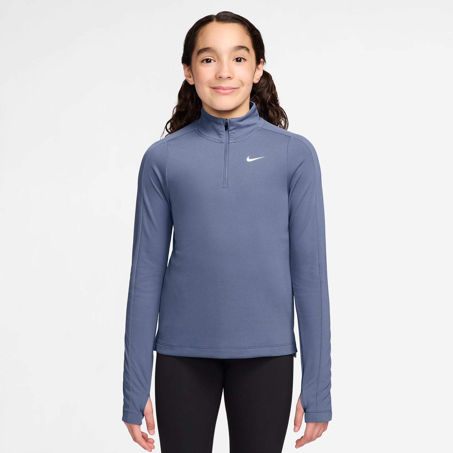 Nike Dri-Fit Half-Zip Camiseta de manga larga Chicas - azul-gris, blanco