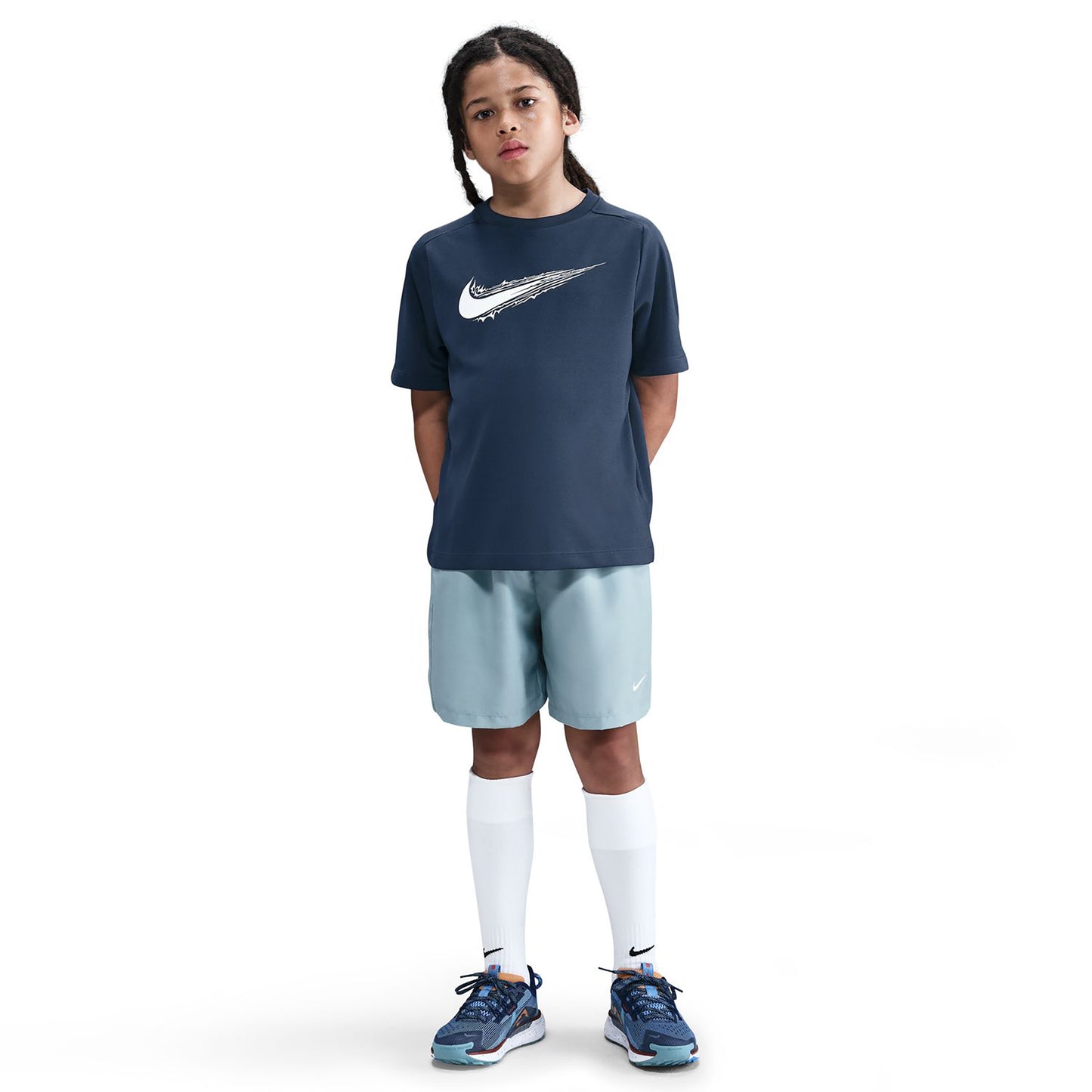 Nike Dri-FIT Multi Camiseta de manga corta Niños - azul oscuro, blanco
