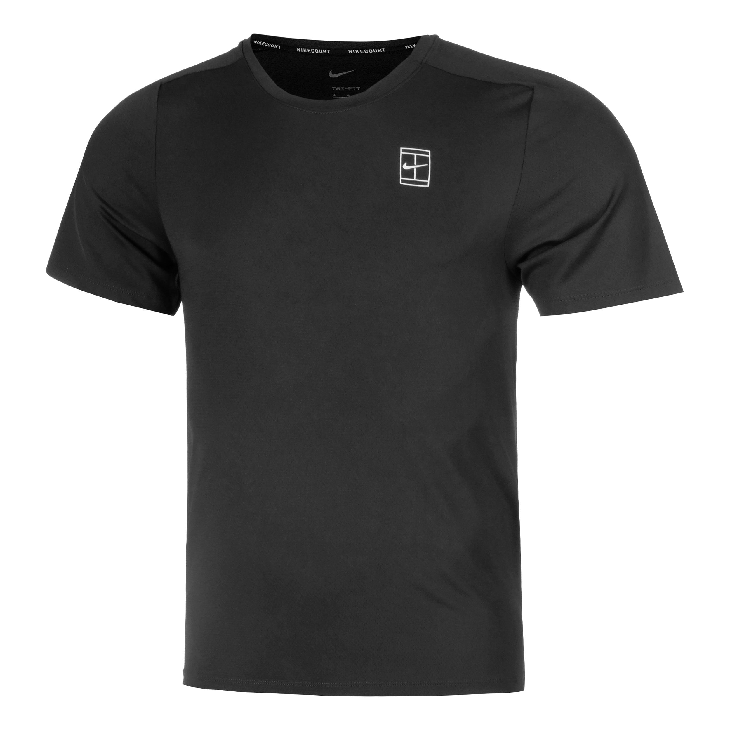 Nike Court Dri-Fit Advantage Camiseta De Manga Corta Hombres-Negro,Blanco