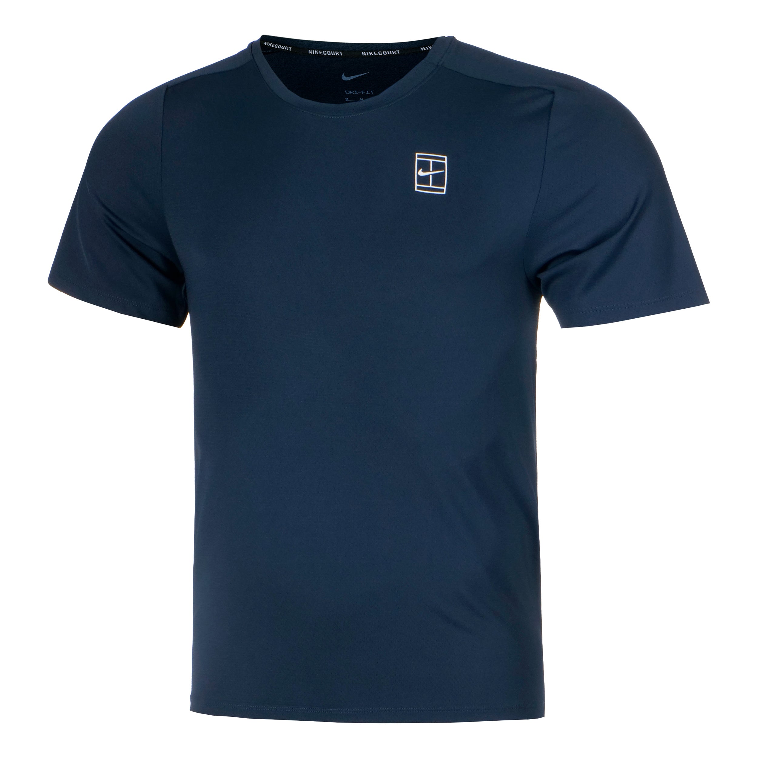 Nike Court Dri-Fit Advantage Camiseta De Manga Corta Hombres-Azul Oscuro,Blanco