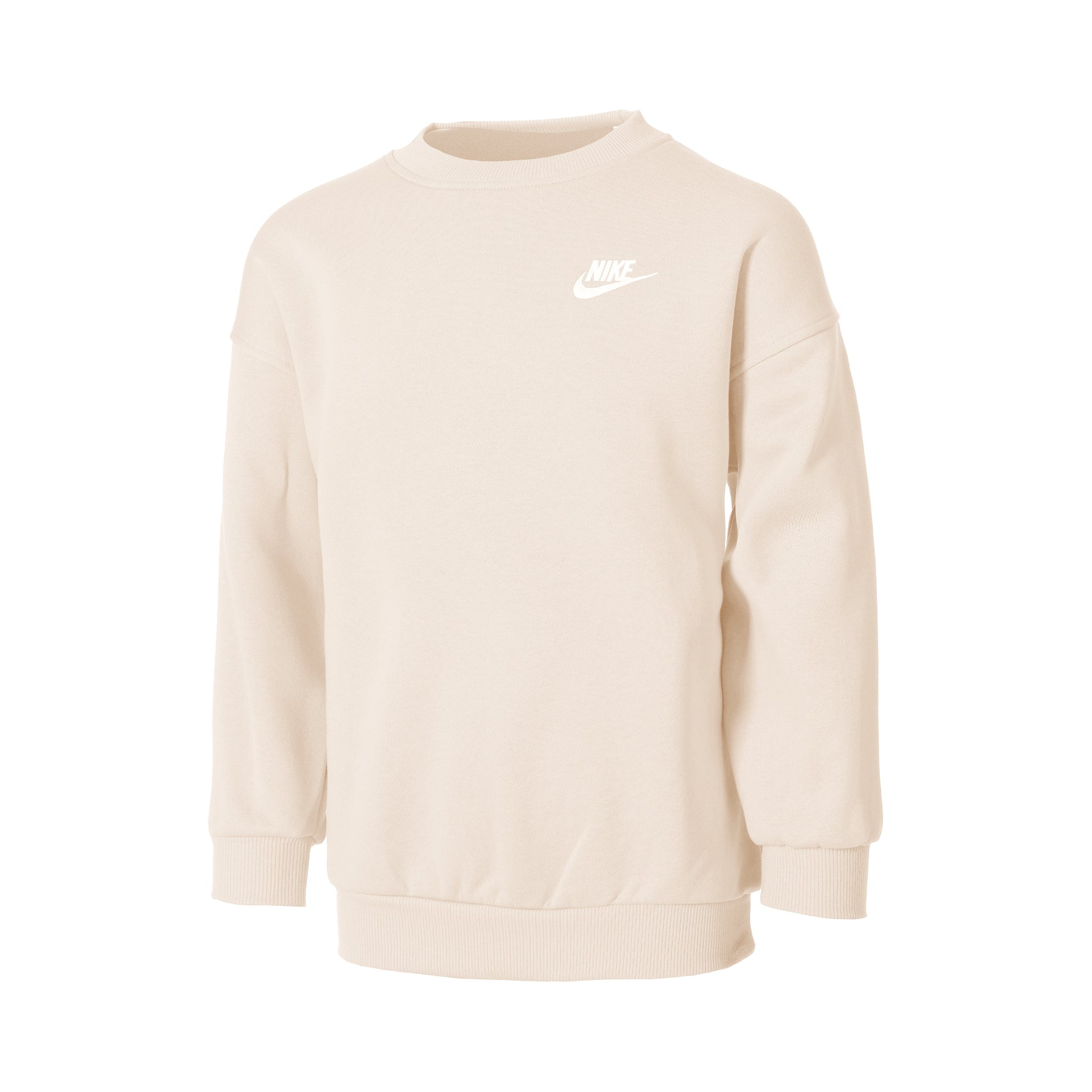Nike Club Fleece Oversized Crew Sudadera Chicas-Beige,Blanco