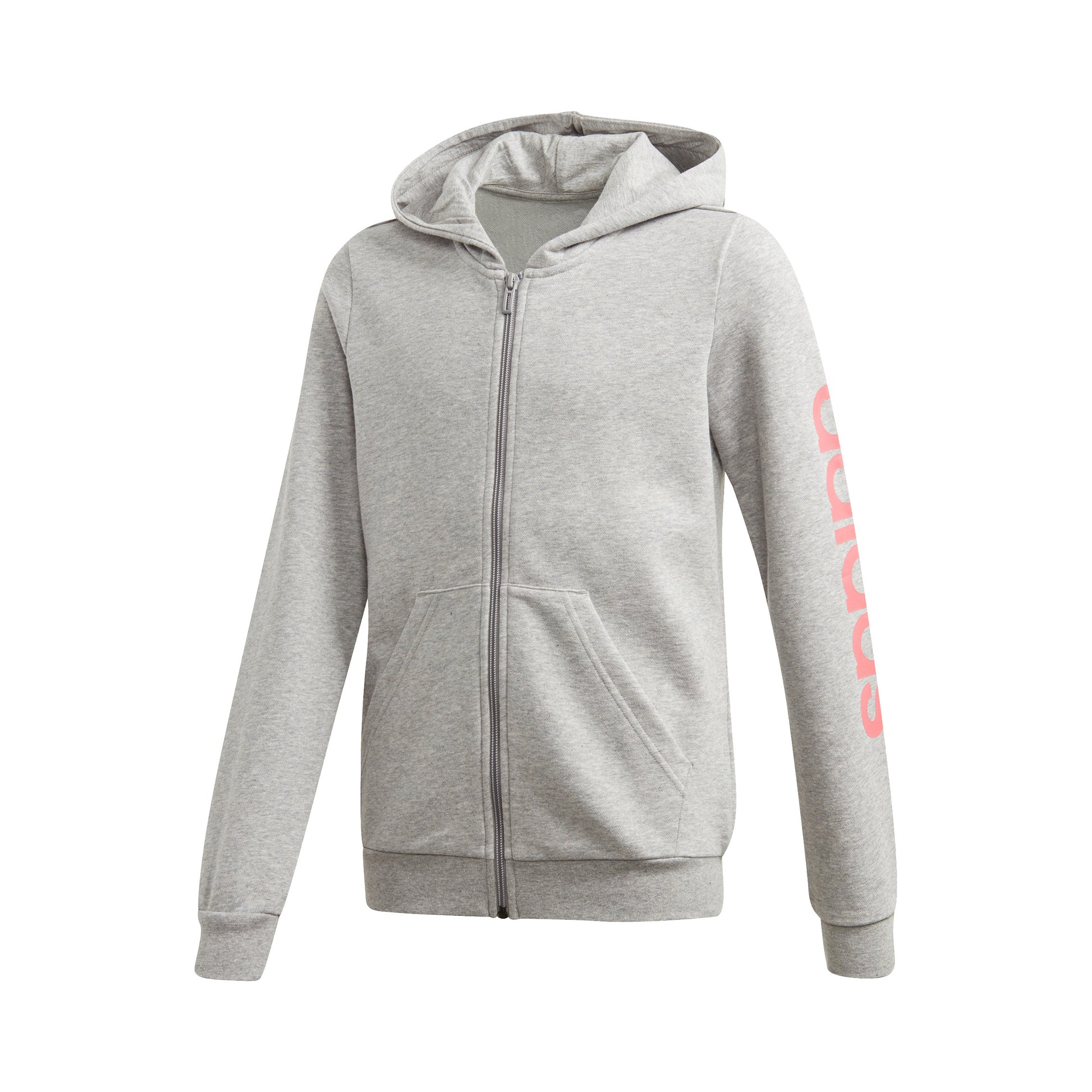 adidas Linear Sudadera con cremallera Chicas - gris claro, coral