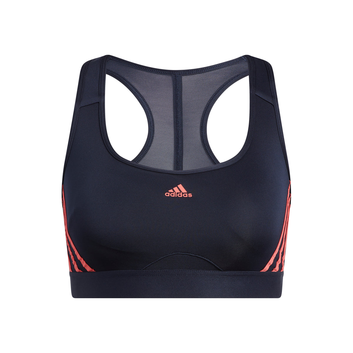 adidas 3Stripes Mid Stripes Brushed Sujetador deportivo Mujeres - azul oscuro, rosa