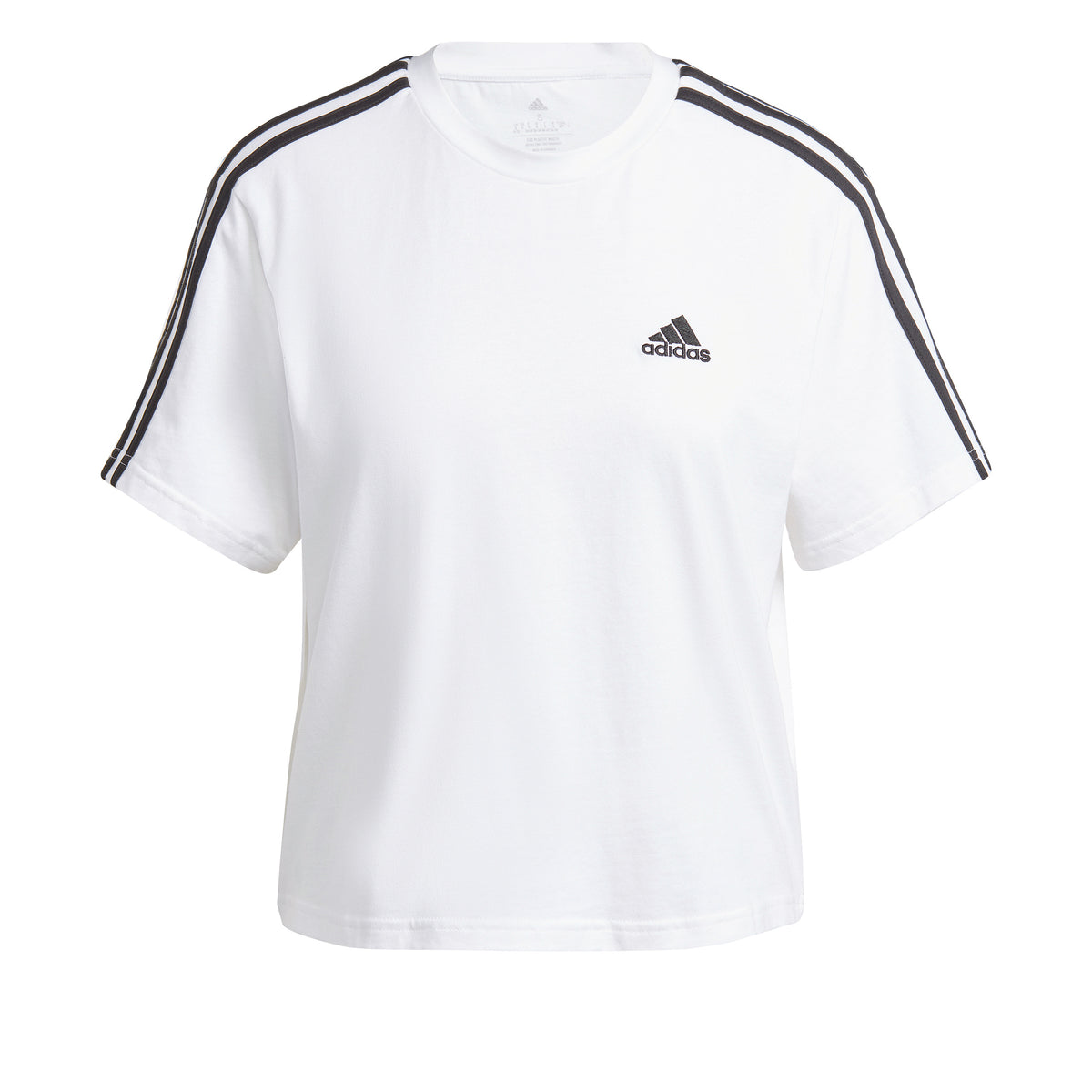 adidas 3Stripes Crop Camiseta de manga corta Mujeres - blanco, negro