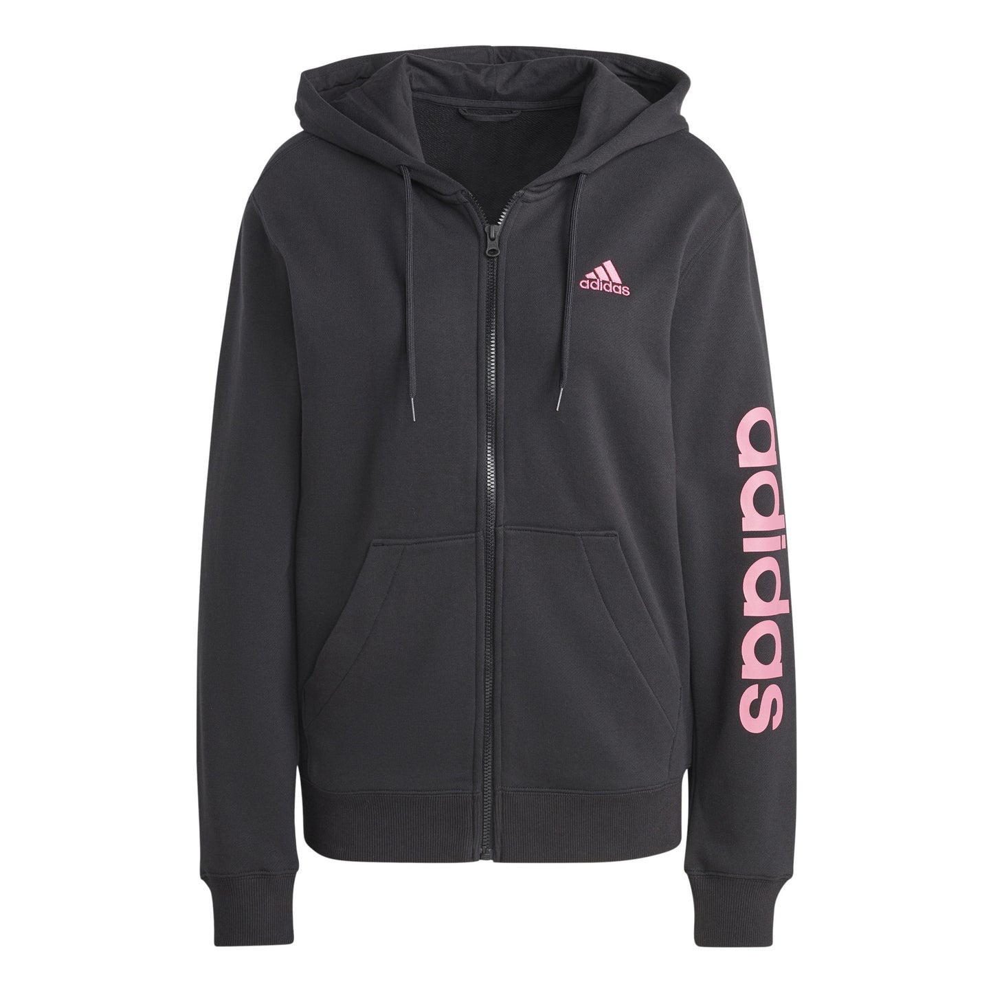adidas Linear French terry Full Zip Sudadera con cremallera Mujeres - negro, rosa