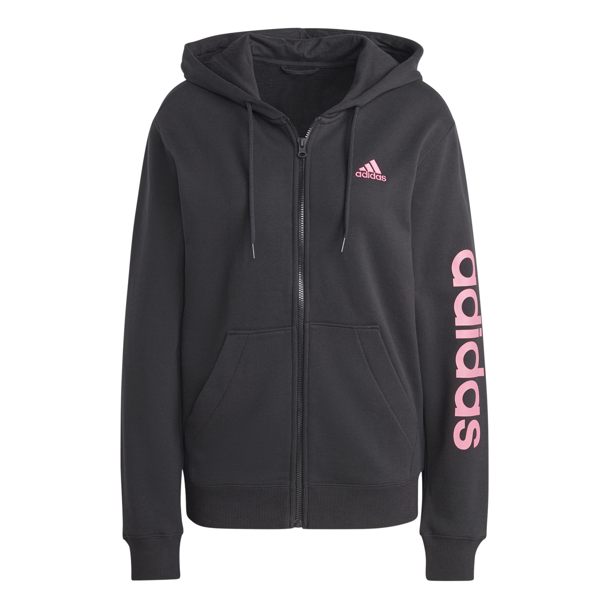adidas Linear French terry Full Zip Sudadera con cremallera Mujeres - negro, rosa