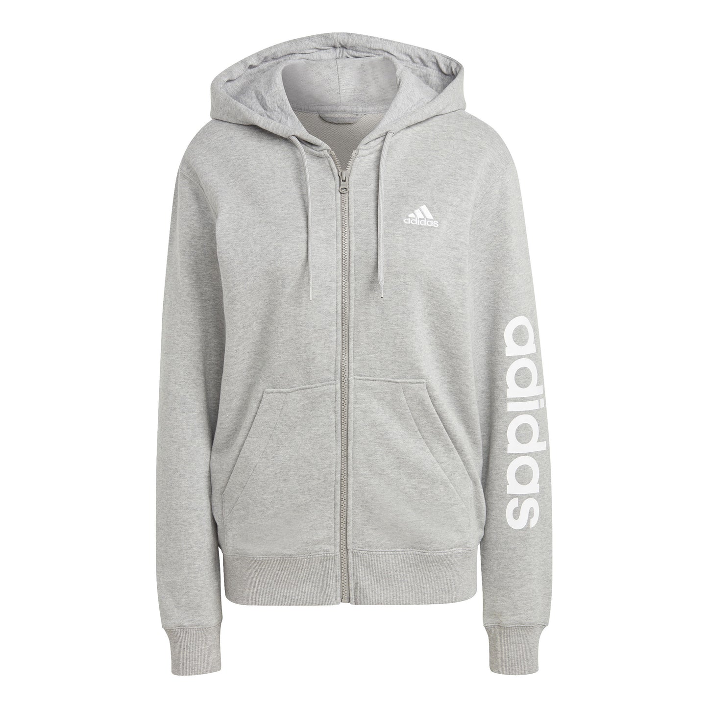 adidas Linear French terry Full Zip Sudadera con cremallera Mujeres - gris claro, blanco