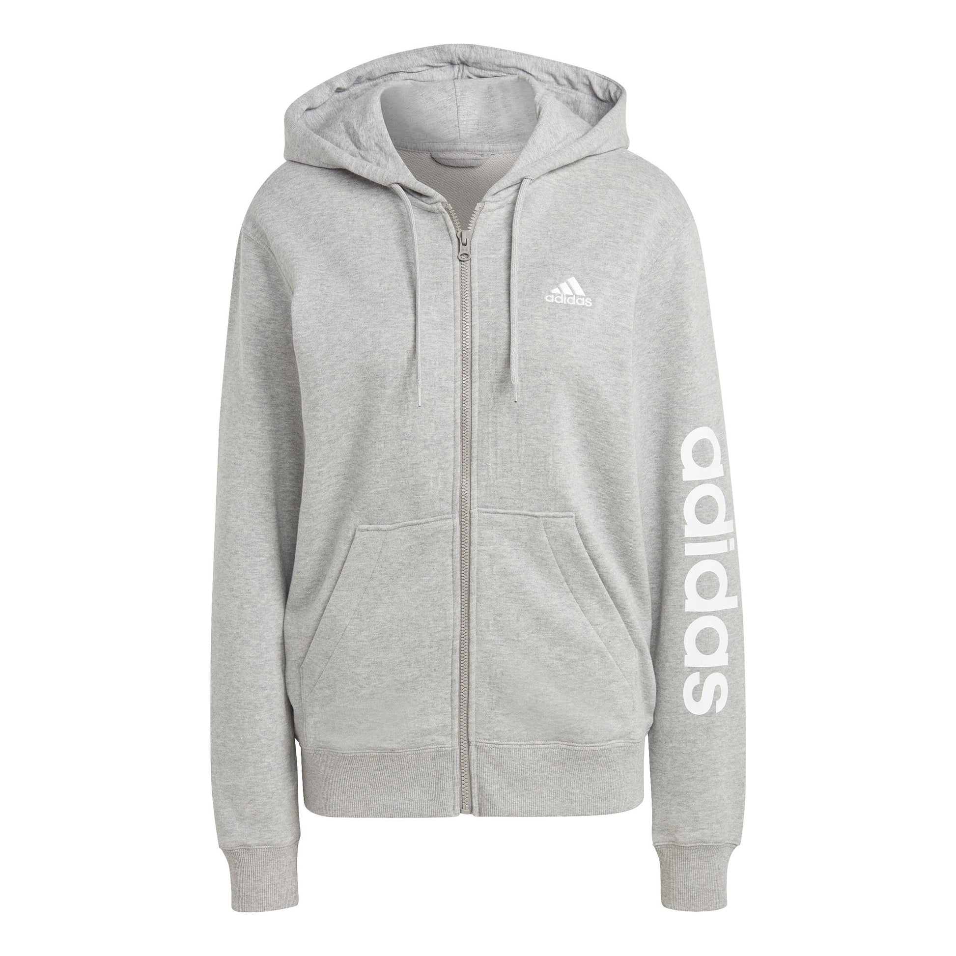 adidas Linear French terry Full Zip Sudadera con cremallera Mujeres - gris claro, blanco