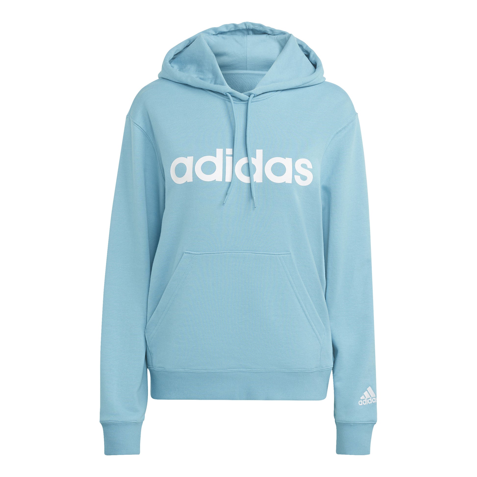 adidas Linear French Terry Sudadera con capucha Mujeres - turquesa, blanco